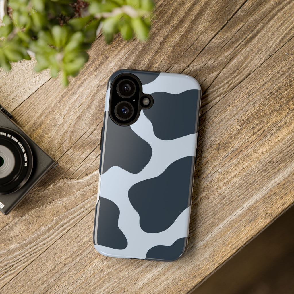 Cow Print Tough iPhone Case — Blue Black Abstract Pattern