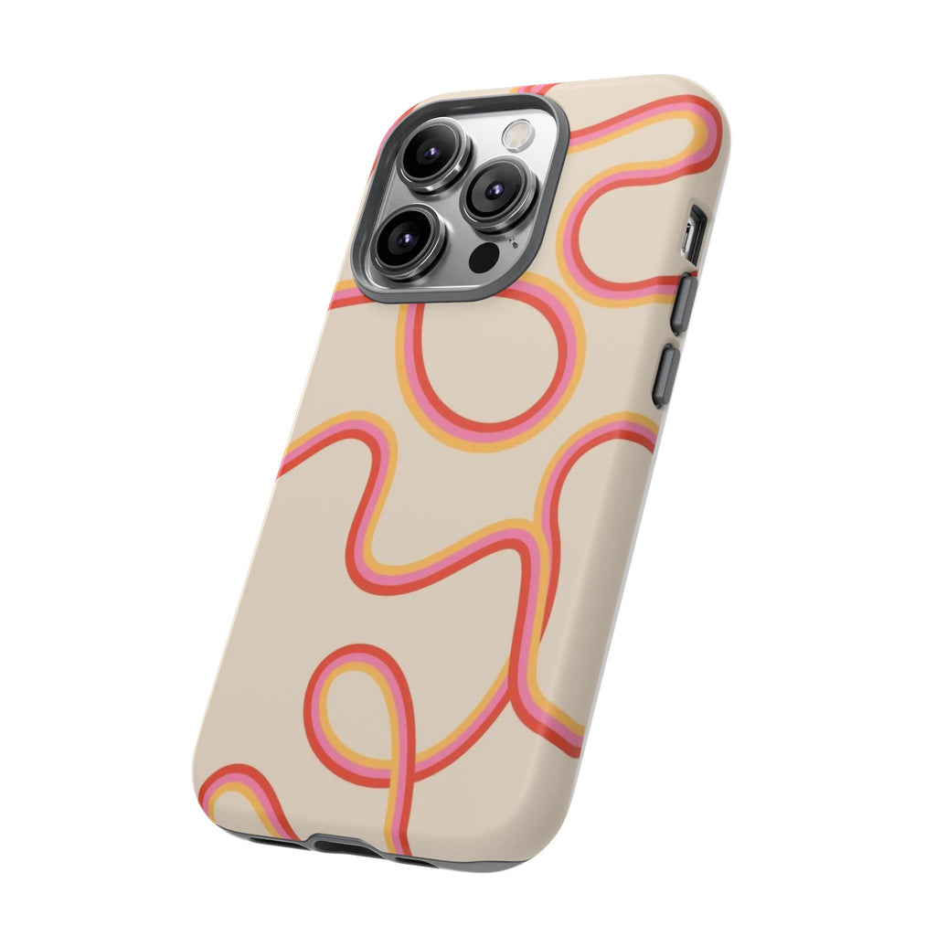 Retro Loop Pattern iPhone Case – Peach & Sunset Abstract Tough Case