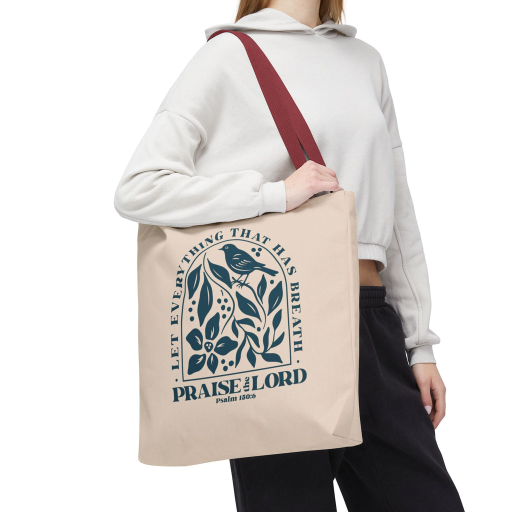 "Praise the Lord" Floral Psalm 150:6 Tote Bag