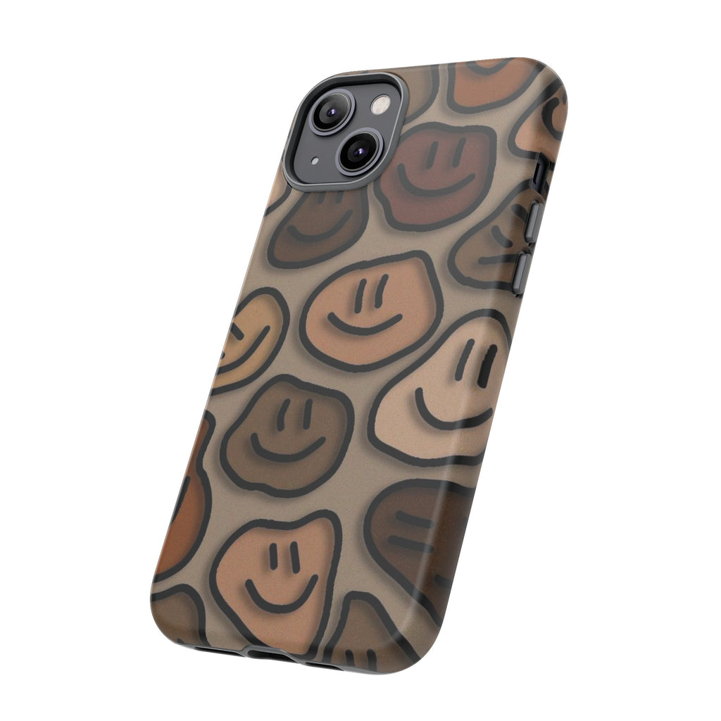 Smiley Faces iPhone Case — Neutral Brown Diverse Smiles Protective Cover