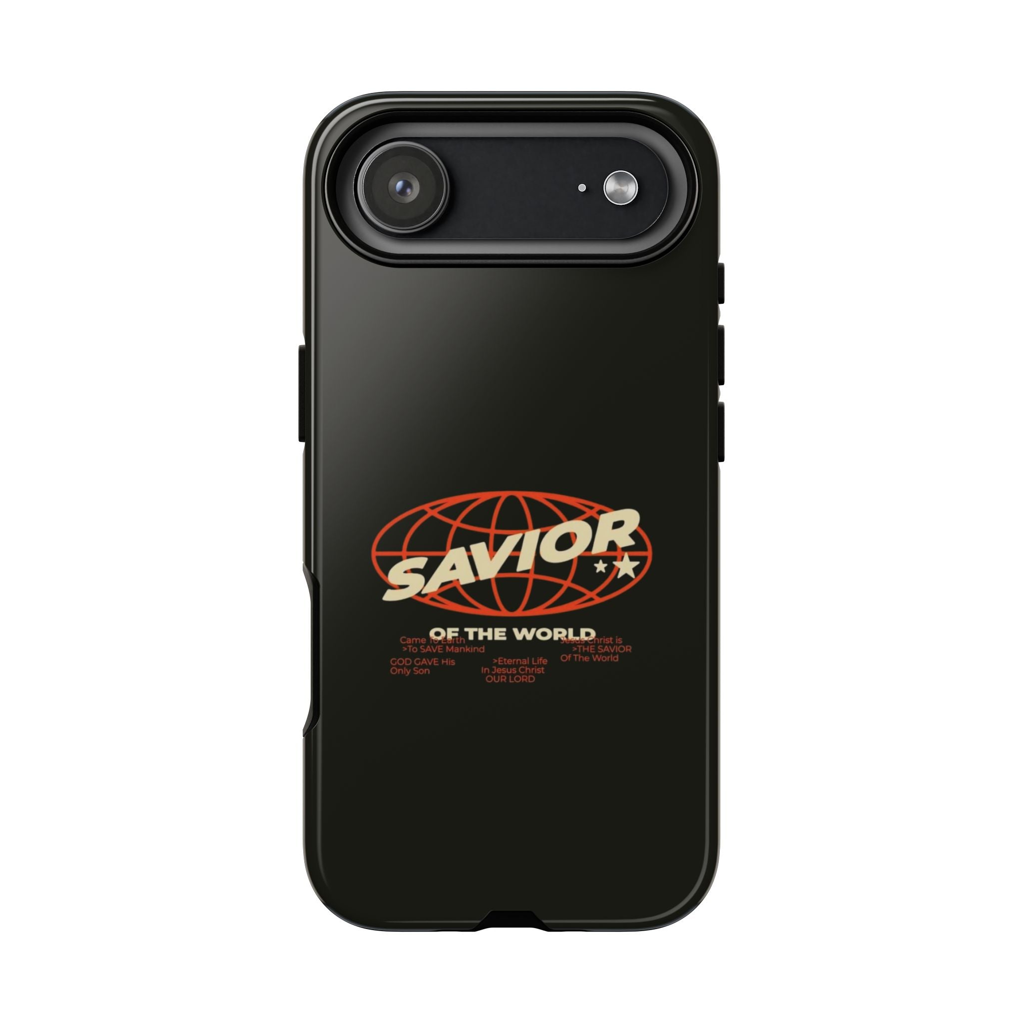 Savior of the World Black Protective Phone Case — Retro Globe Design