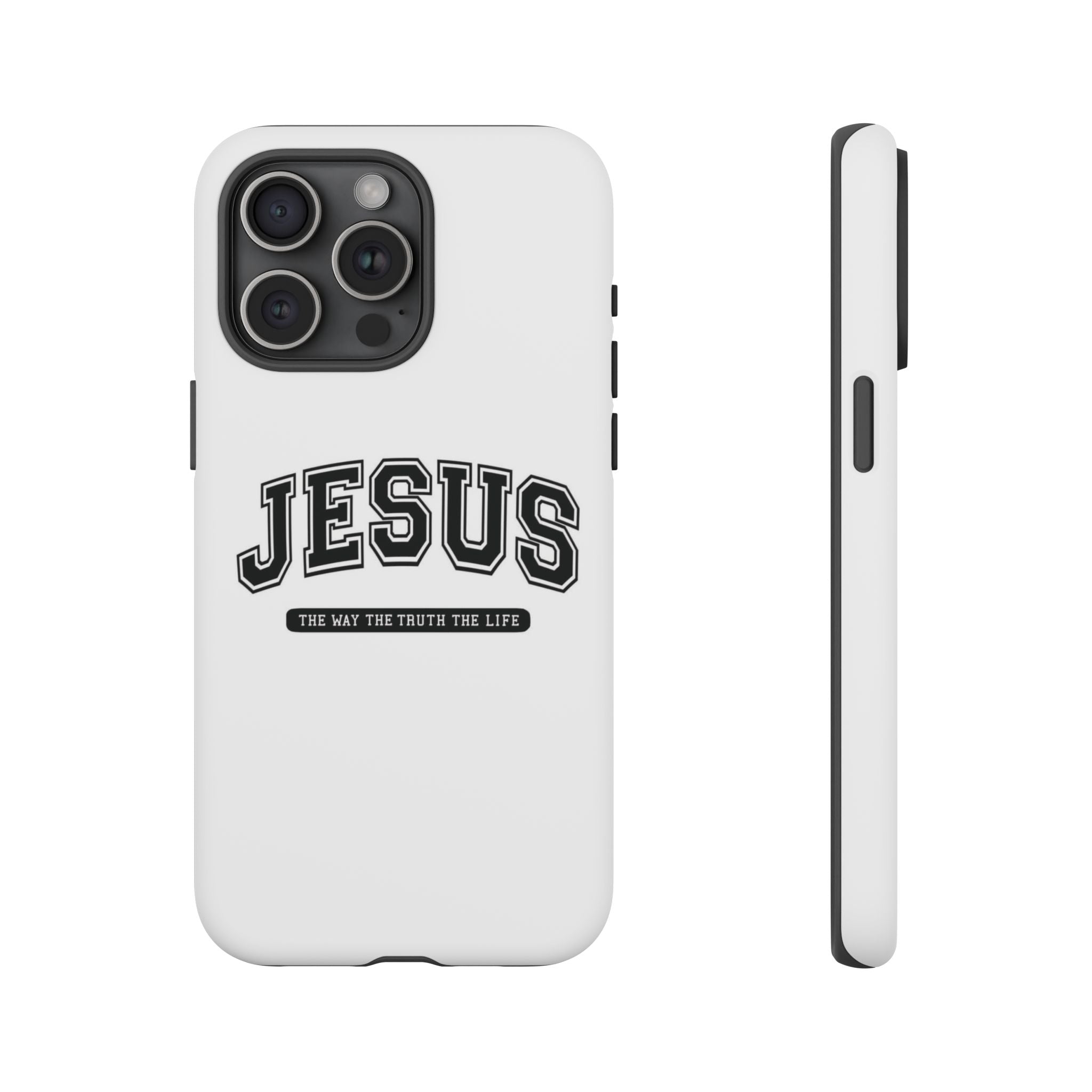 Jesus varsity phone case — 'Jesus: The Way The Truth The Life' tough protective cover