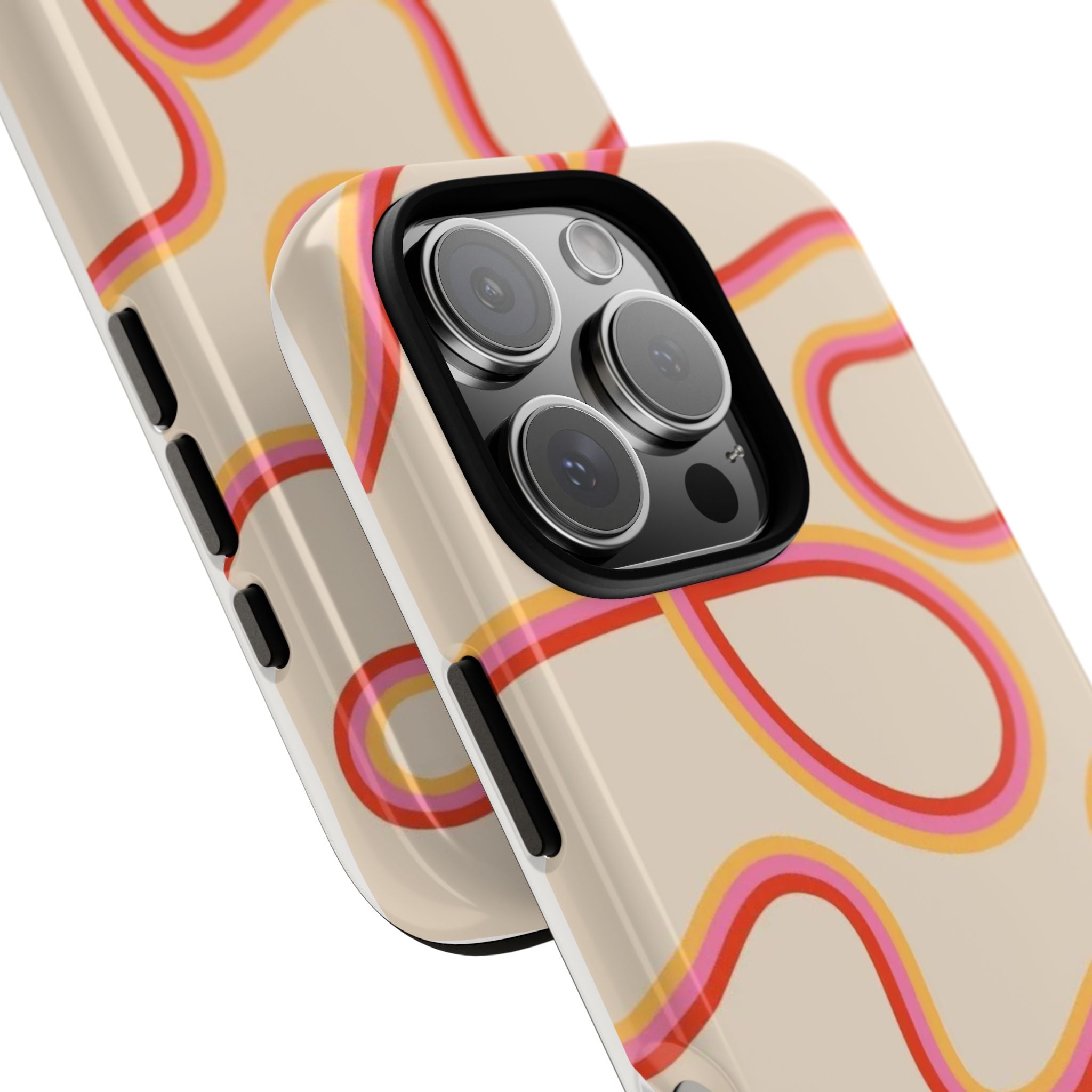 Retro Loop Pattern iPhone Case – Peach & Sunset Abstract Tough Case