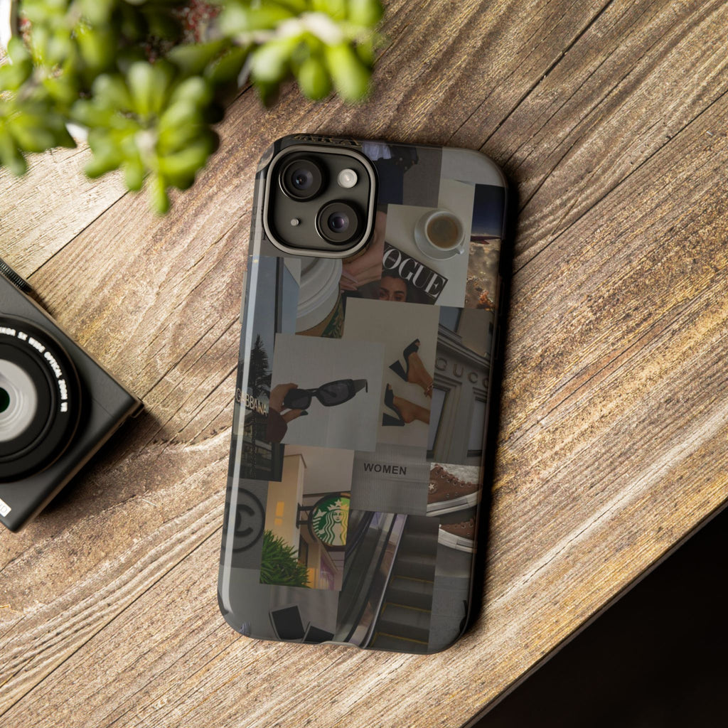 Collage Aesthetic Tough iPhone Case — Chic Cafe & Fashion Mood Board