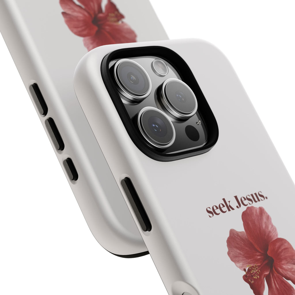 "seek Jesus." Floral Tough Protective Case