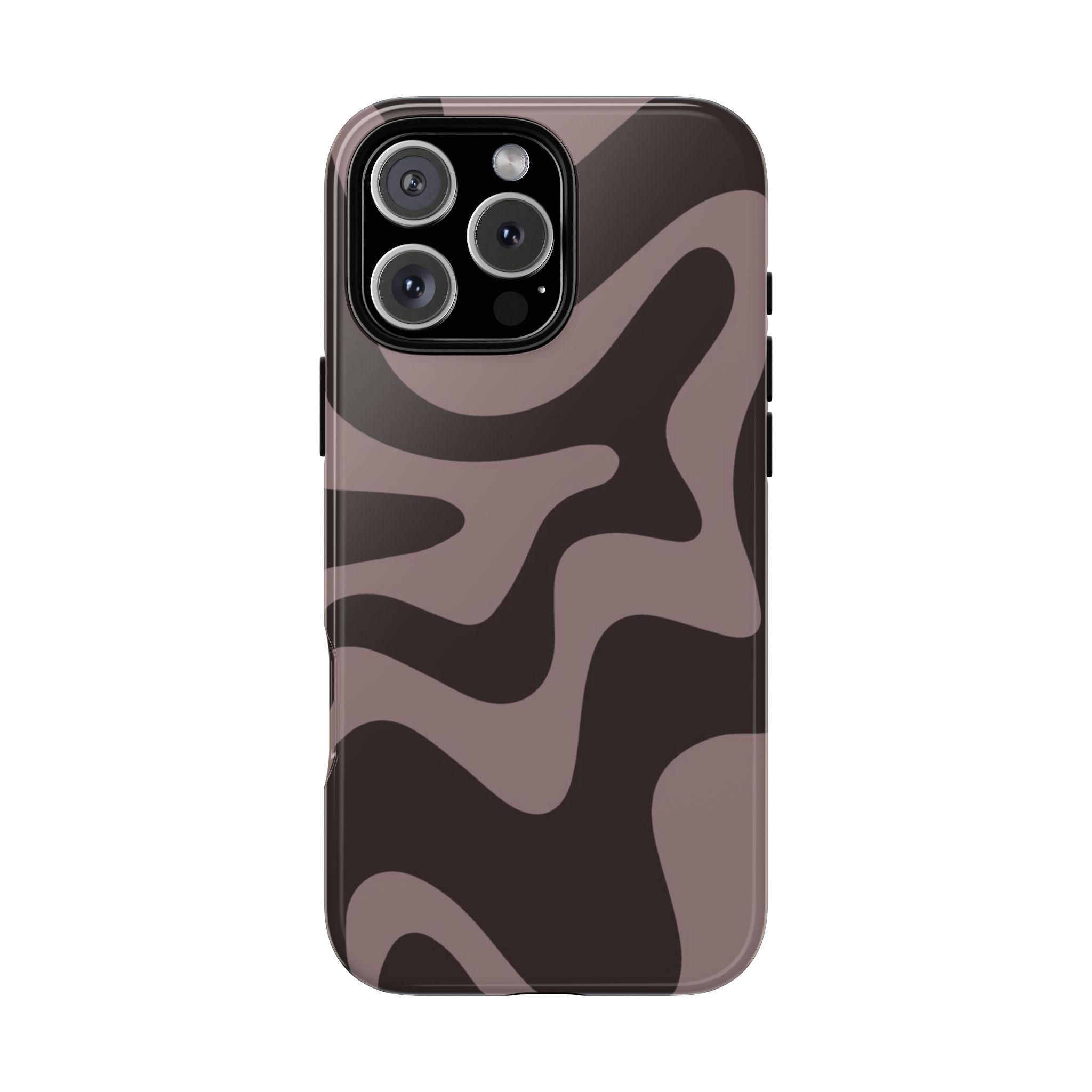 Camouflage Swirl iPhone Case — Matte Brown Abstract Camo Protective Cover