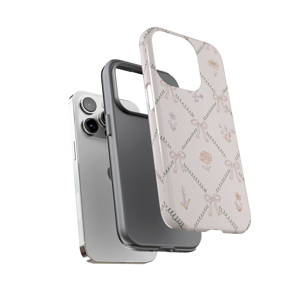 Floral Bow Pattern Tough iPhone Case