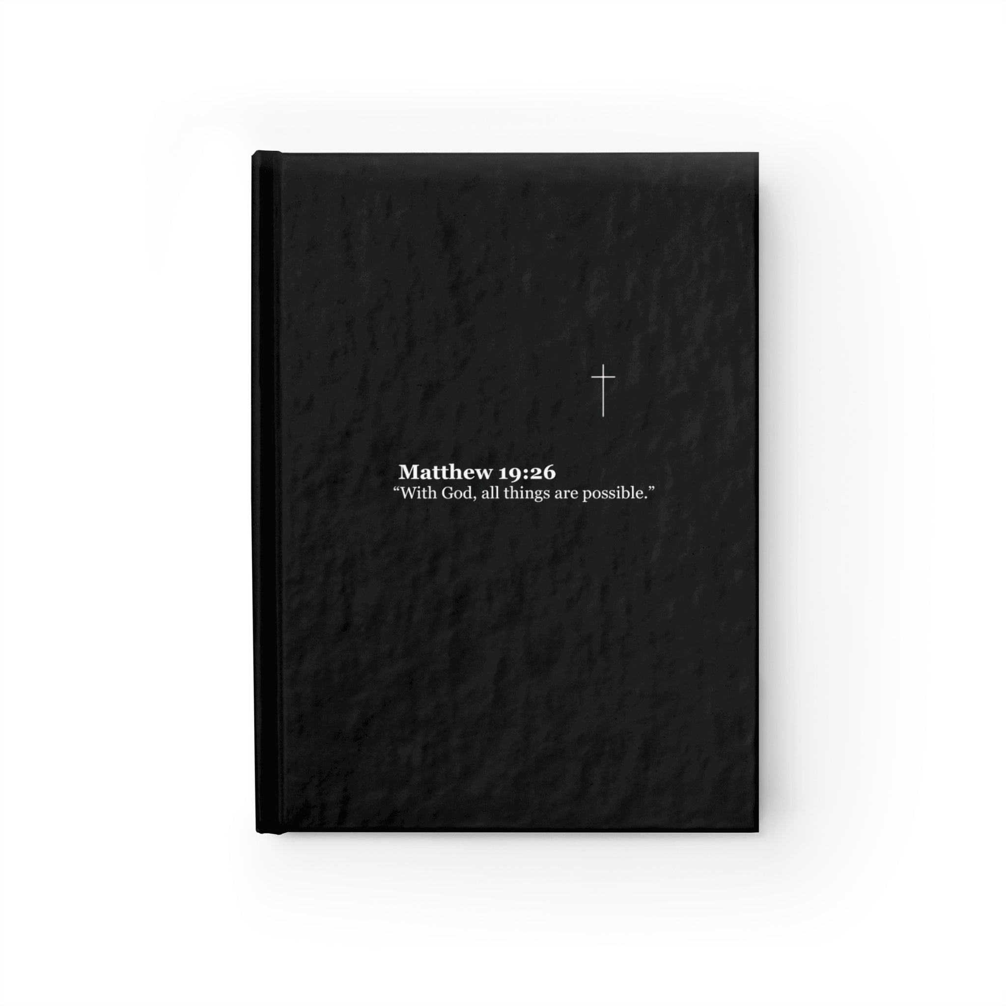 Christian Hardcover Journal — Matthew 19:26 "With God, all things are possible" Ruled Notebook