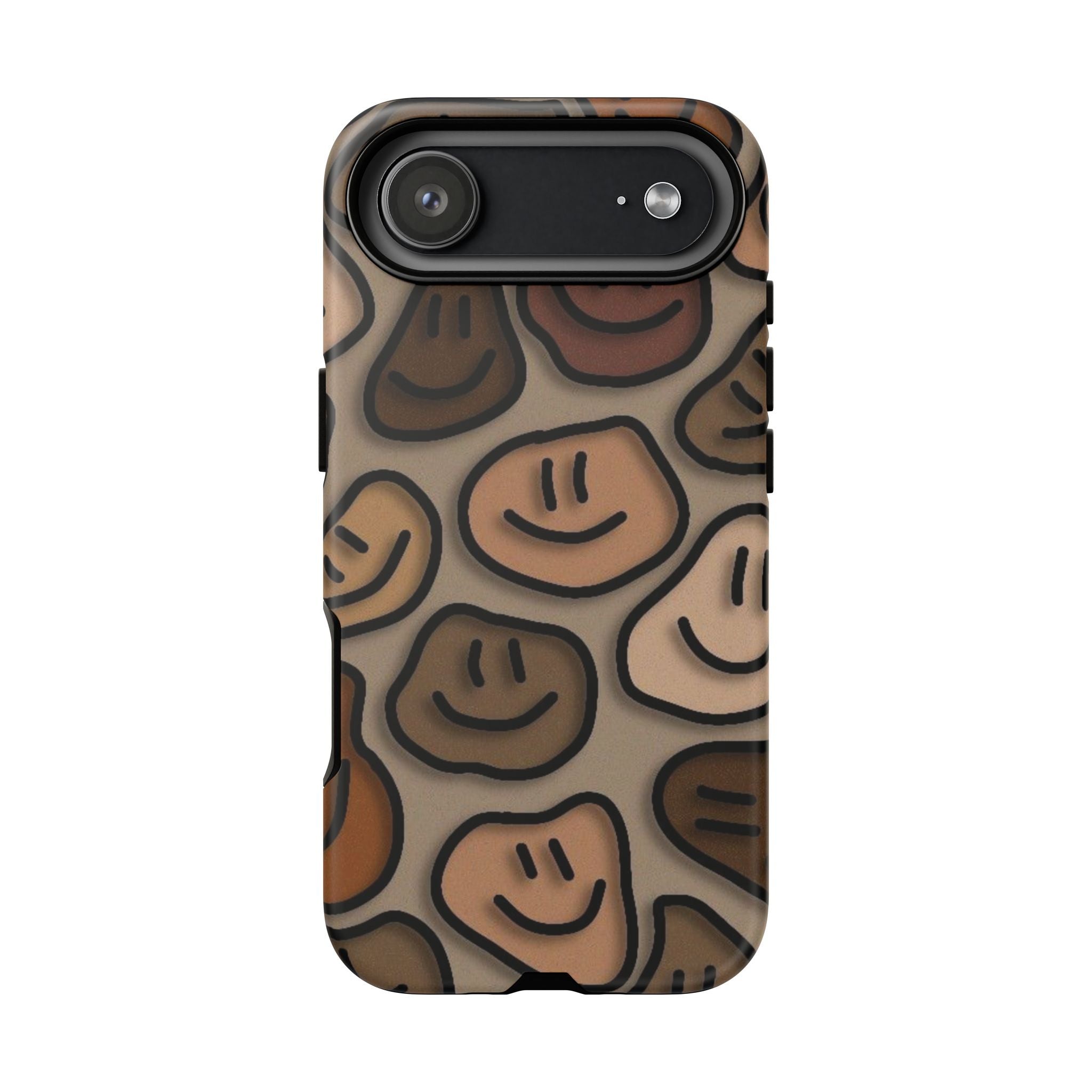 Smiley Faces iPhone Case — Neutral Brown Diverse Smiles Protective Cover