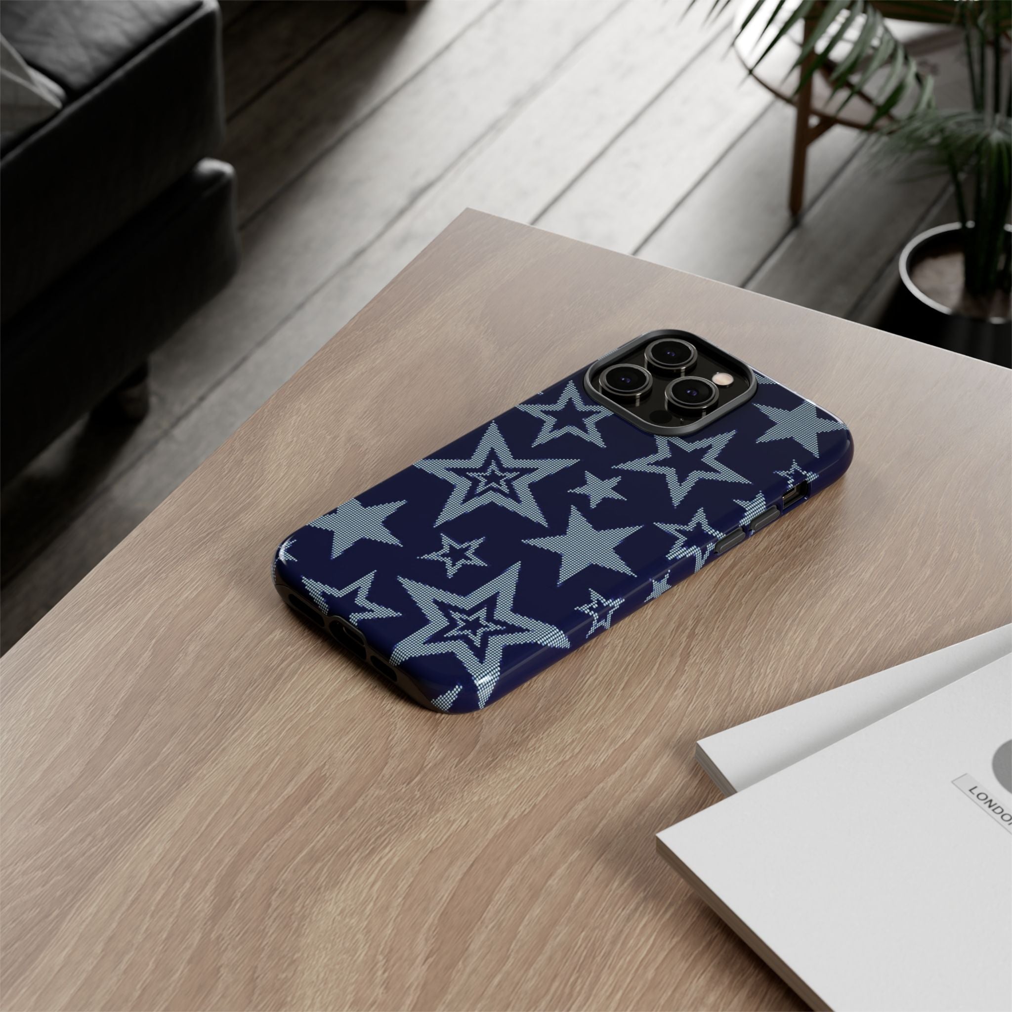 Navy Star Pattern Tough iPhone Case
