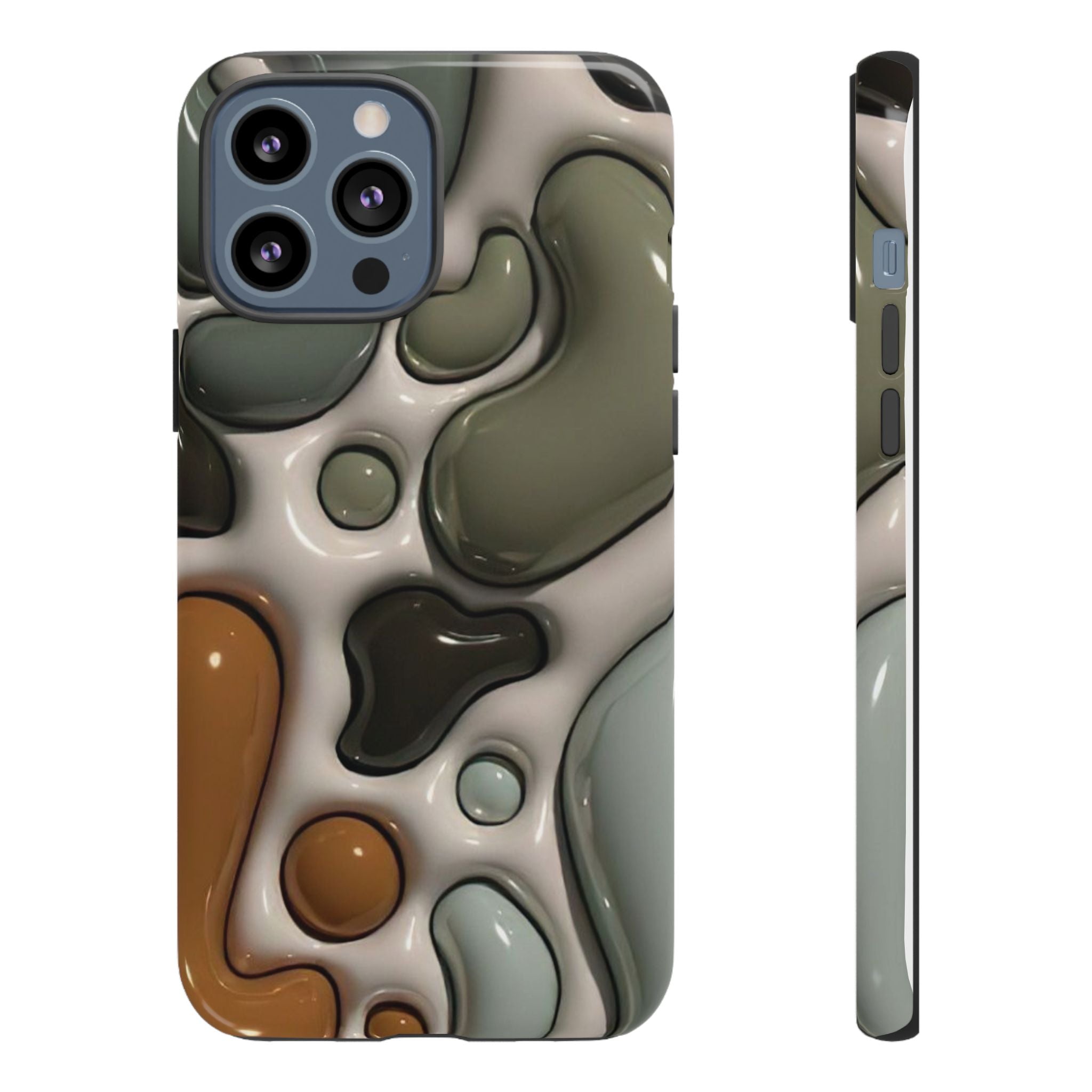 Abstract Pebble Pattern iPhone Case — Modern Organic Camouflage Tough Case