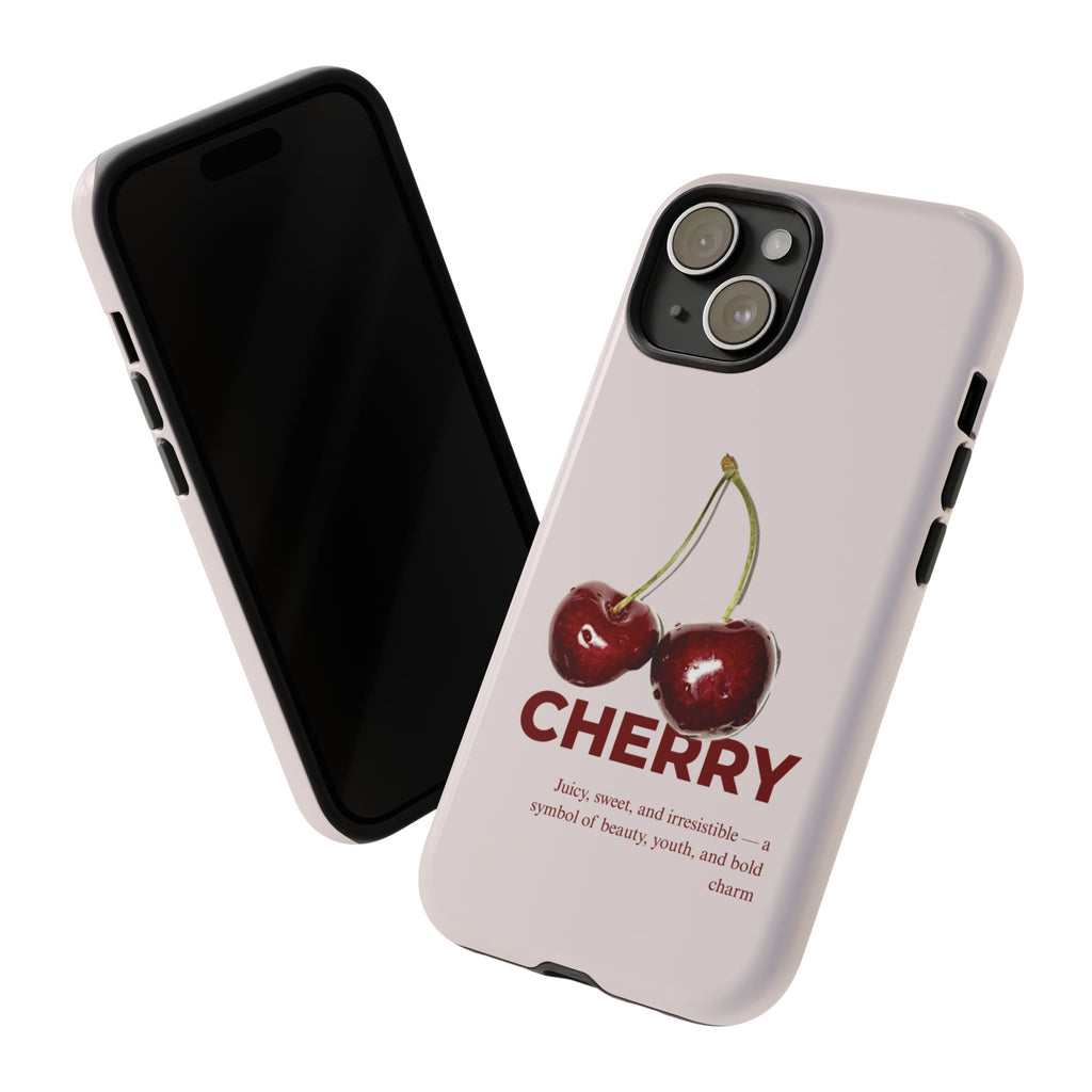 Cherry Vintage iPhone Case — Retro Cherry Illustration with 'CHERRY' Text