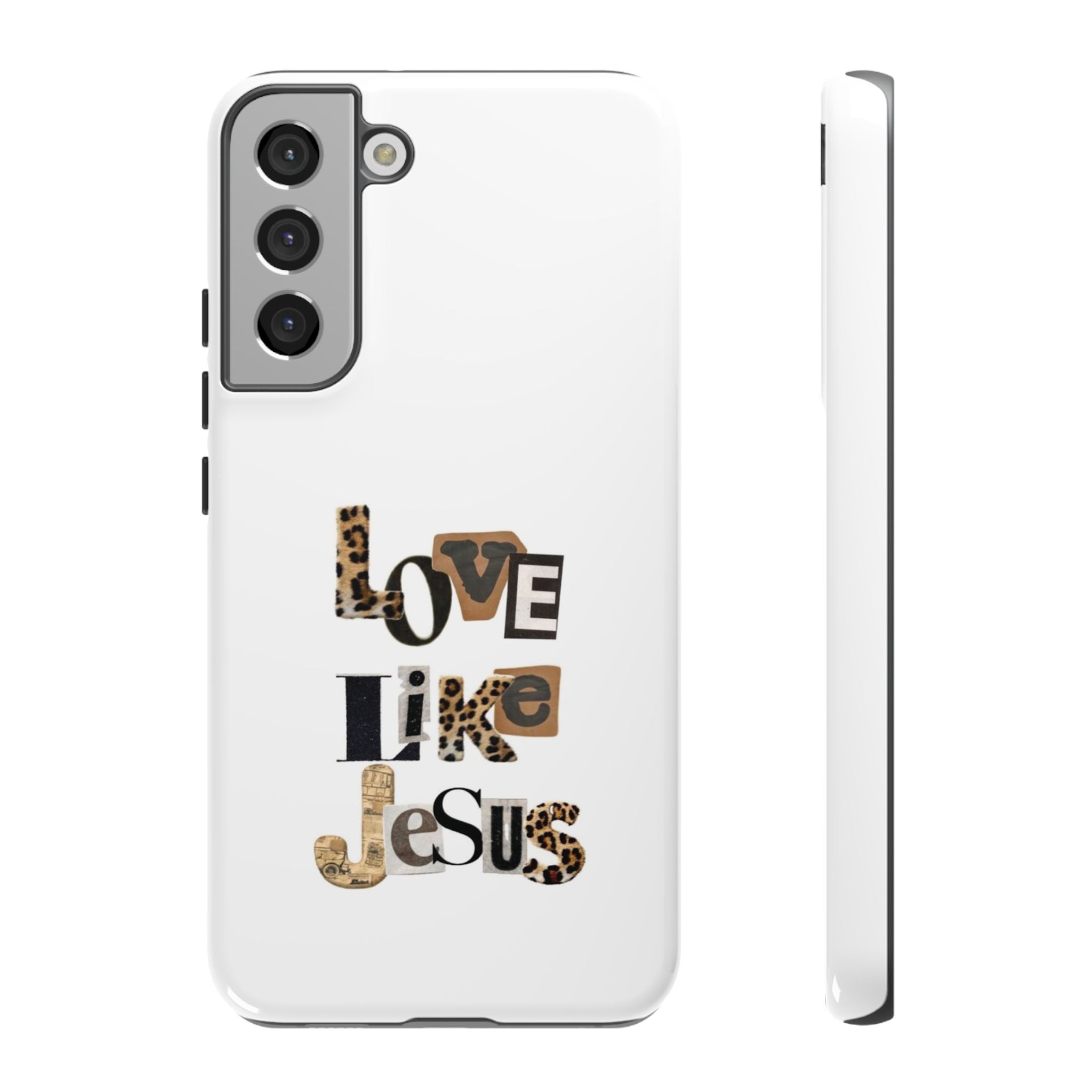 "Love Like Jesus" Leopard Print Christian Tough Phone Case