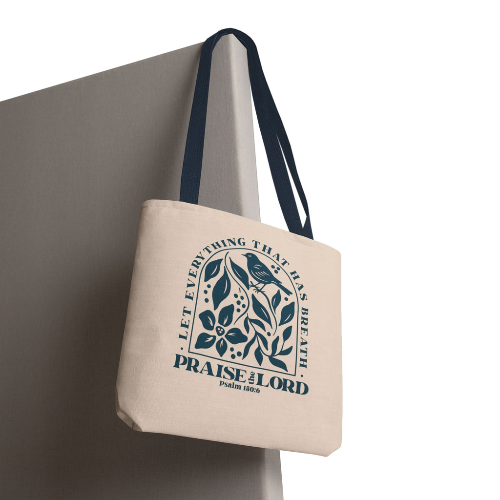 "Praise the Lord" Floral Psalm 150:6 Tote Bag