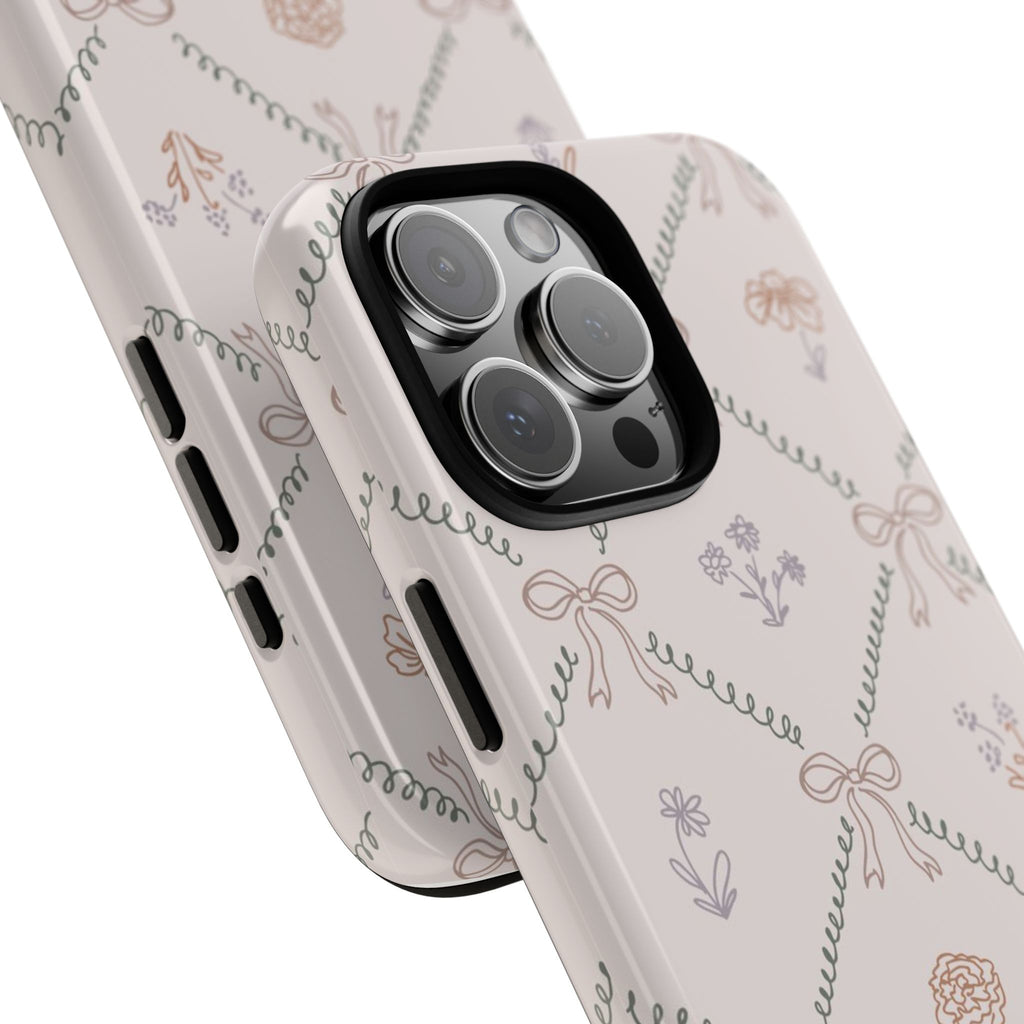 Floral Bow Pattern Tough iPhone Case