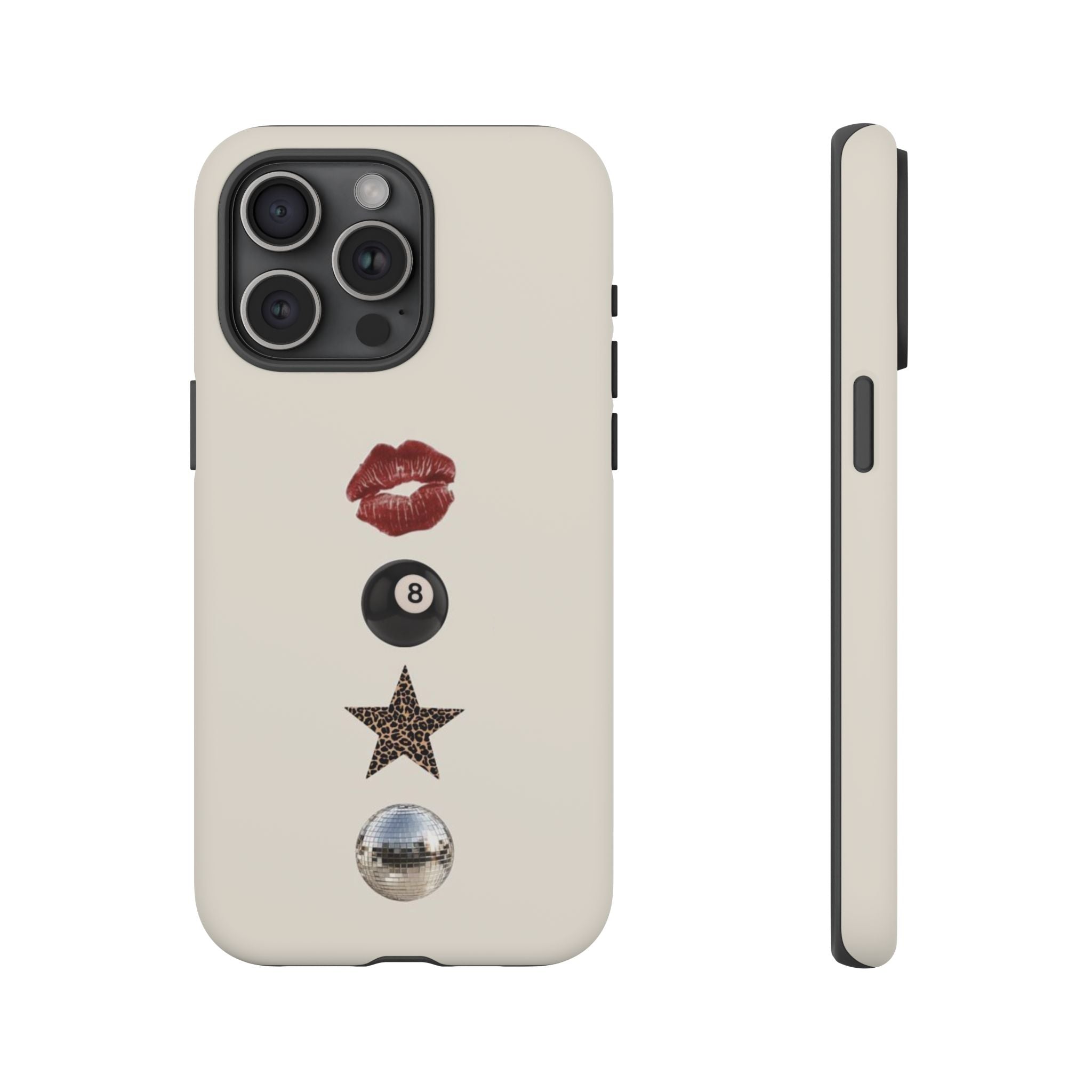 Kiss 8-Ball Star iPhone Case – Trendy Minimalist Protective Cover