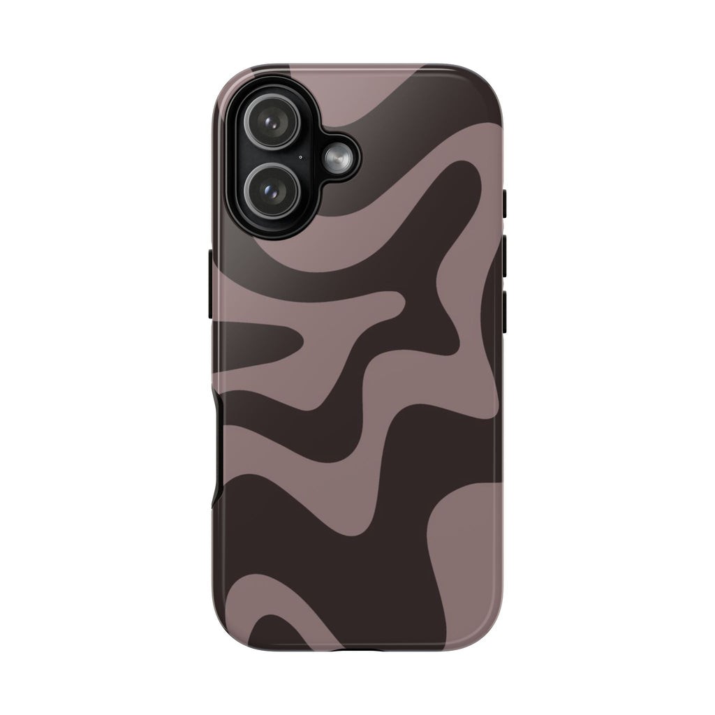 Camouflage Swirl iPhone Case — Matte Brown Abstract Camo Protective Cover