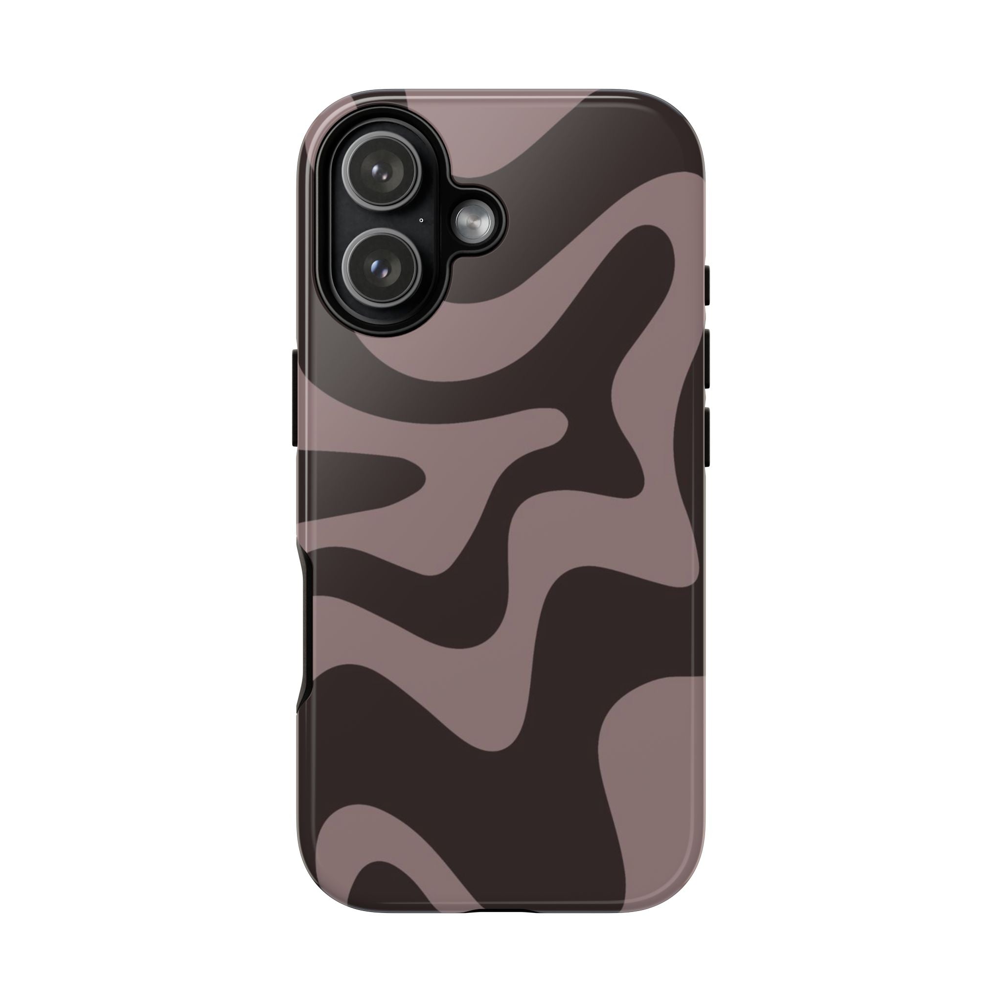 Camouflage Swirl iPhone Case — Matte Brown Abstract Camo Protective Cover