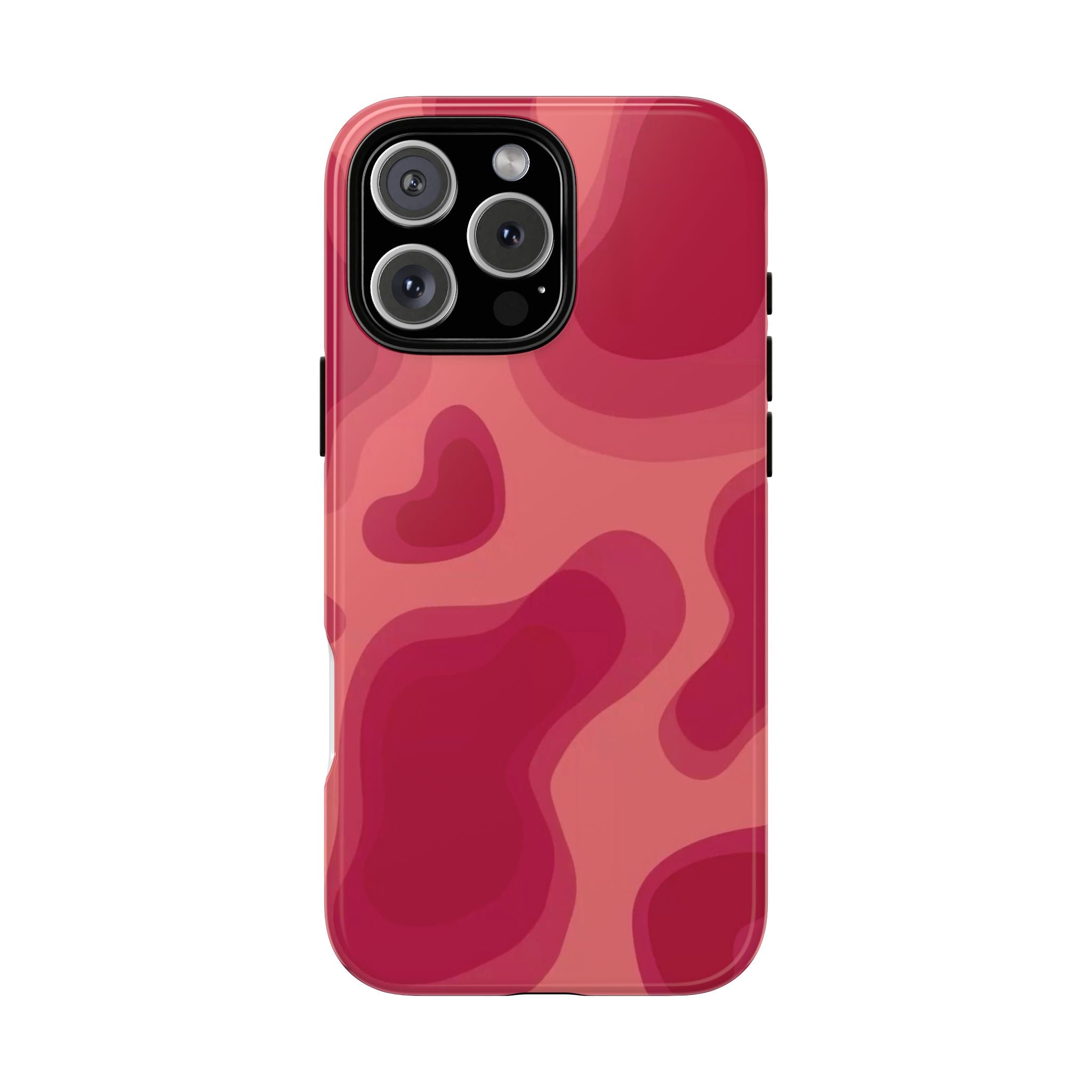 Red Pink Camo iPhone Case — Abstract Heart Pattern Tough Protective Cover