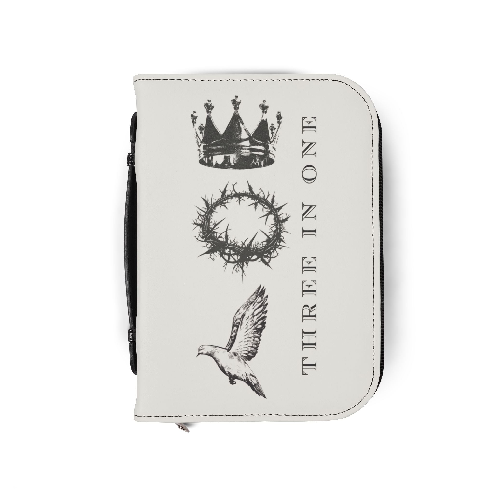 "Three In One" Bible Cover — Crown, Crown of Thorns & Dove  Zippered Case Cover