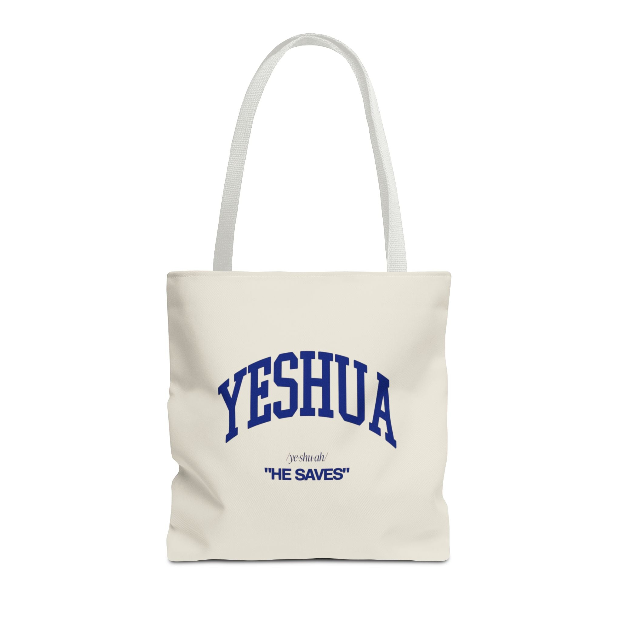 Yeshua 'He Saves' Scripture Tote Bag — Faith-Based Christian Canvas Tote