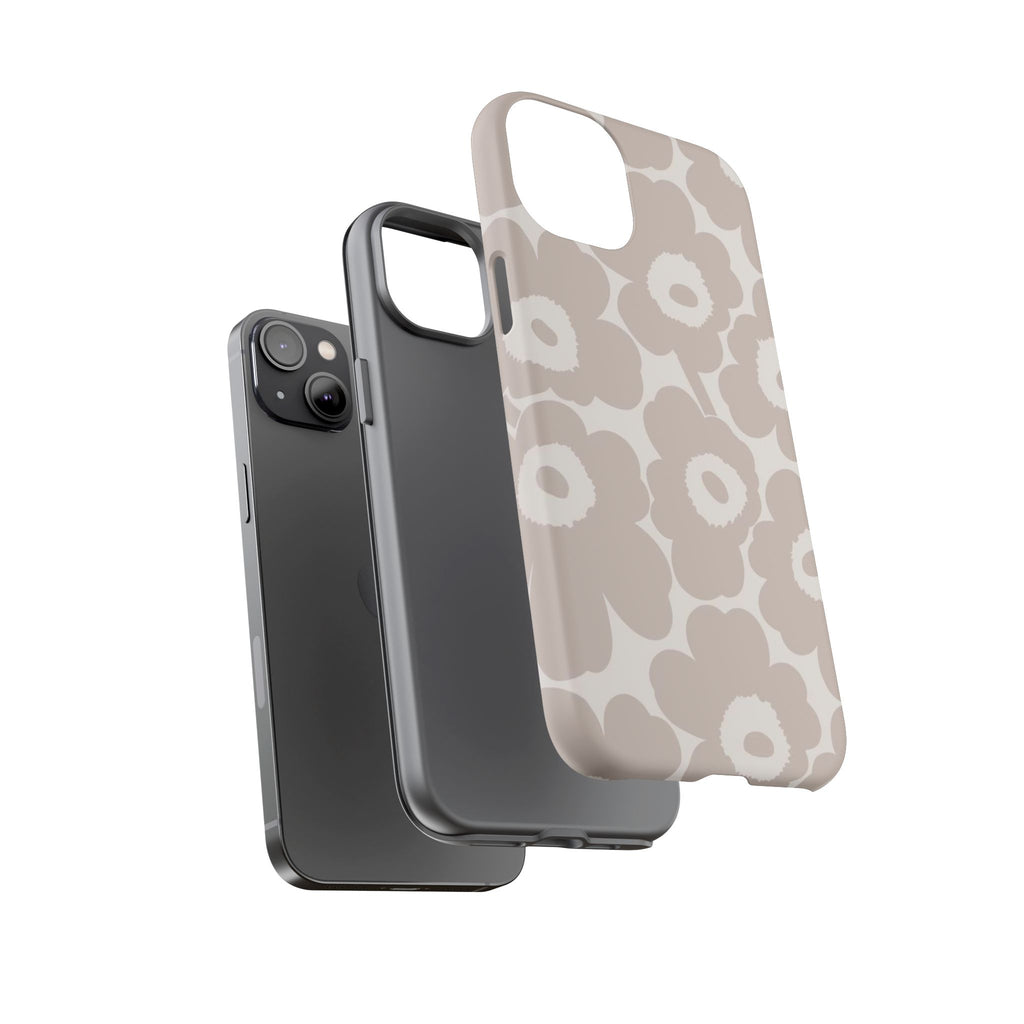 Floral Tough iPhone Case — Neutral Beige Poppy Protective Cover