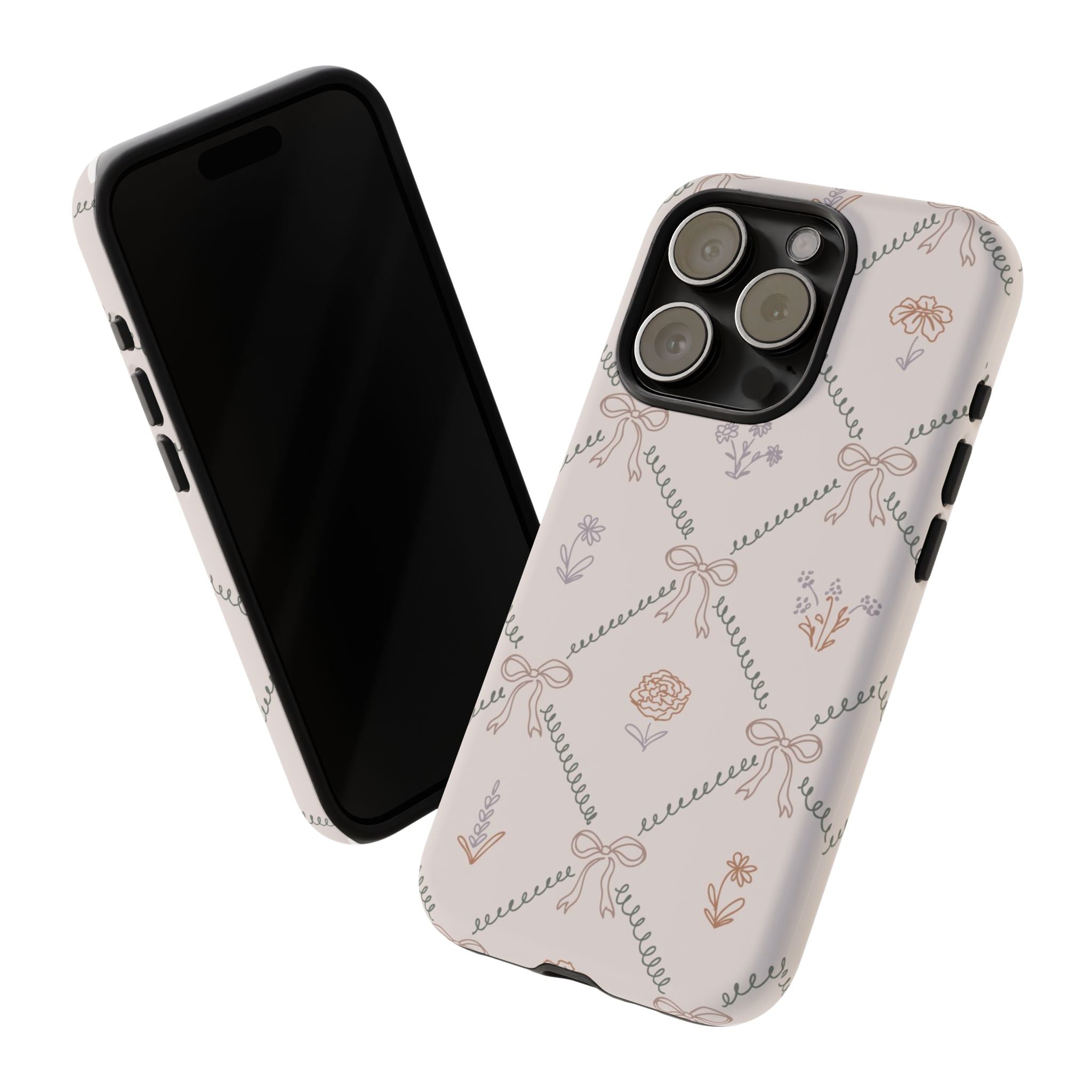 Floral Bow Pattern Tough iPhone Case