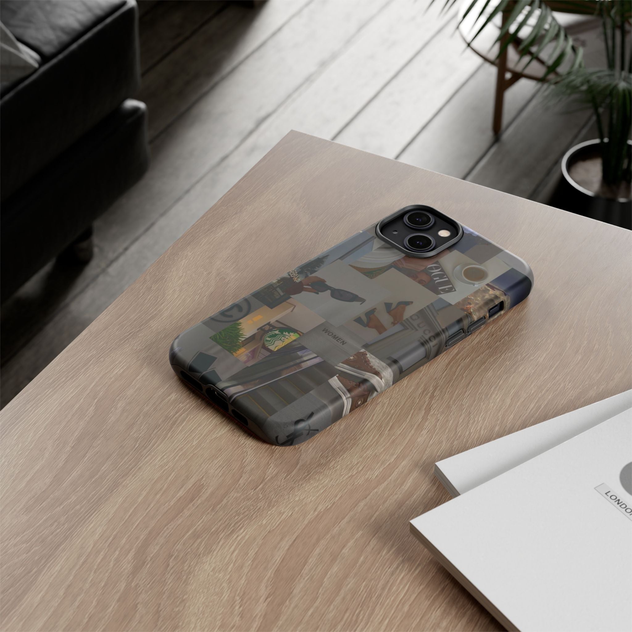 Collage Aesthetic Tough iPhone Case — Chic Cafe & Fashion Mood Board