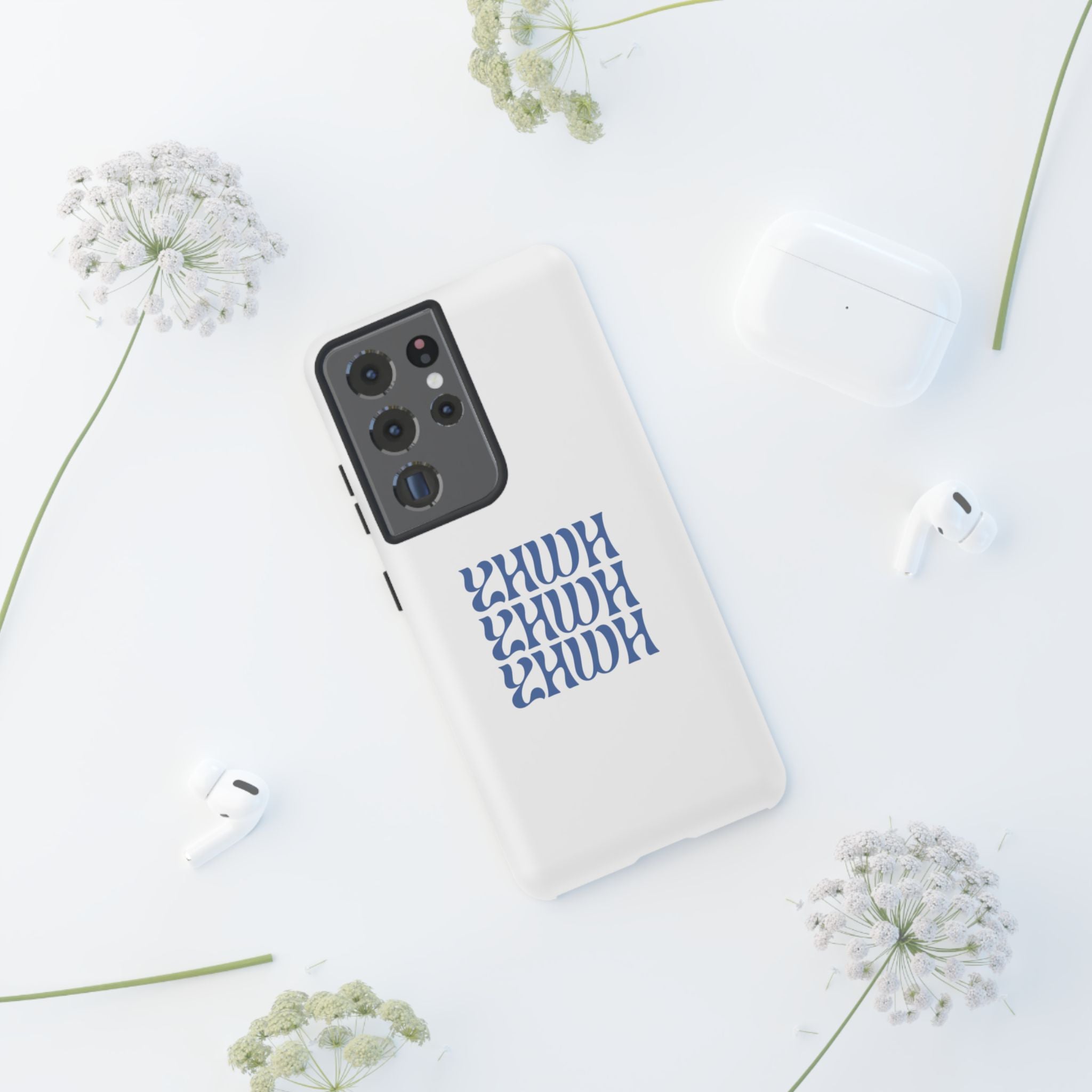 "YHWH" — Retro Blue Wavy Tough Phone Case