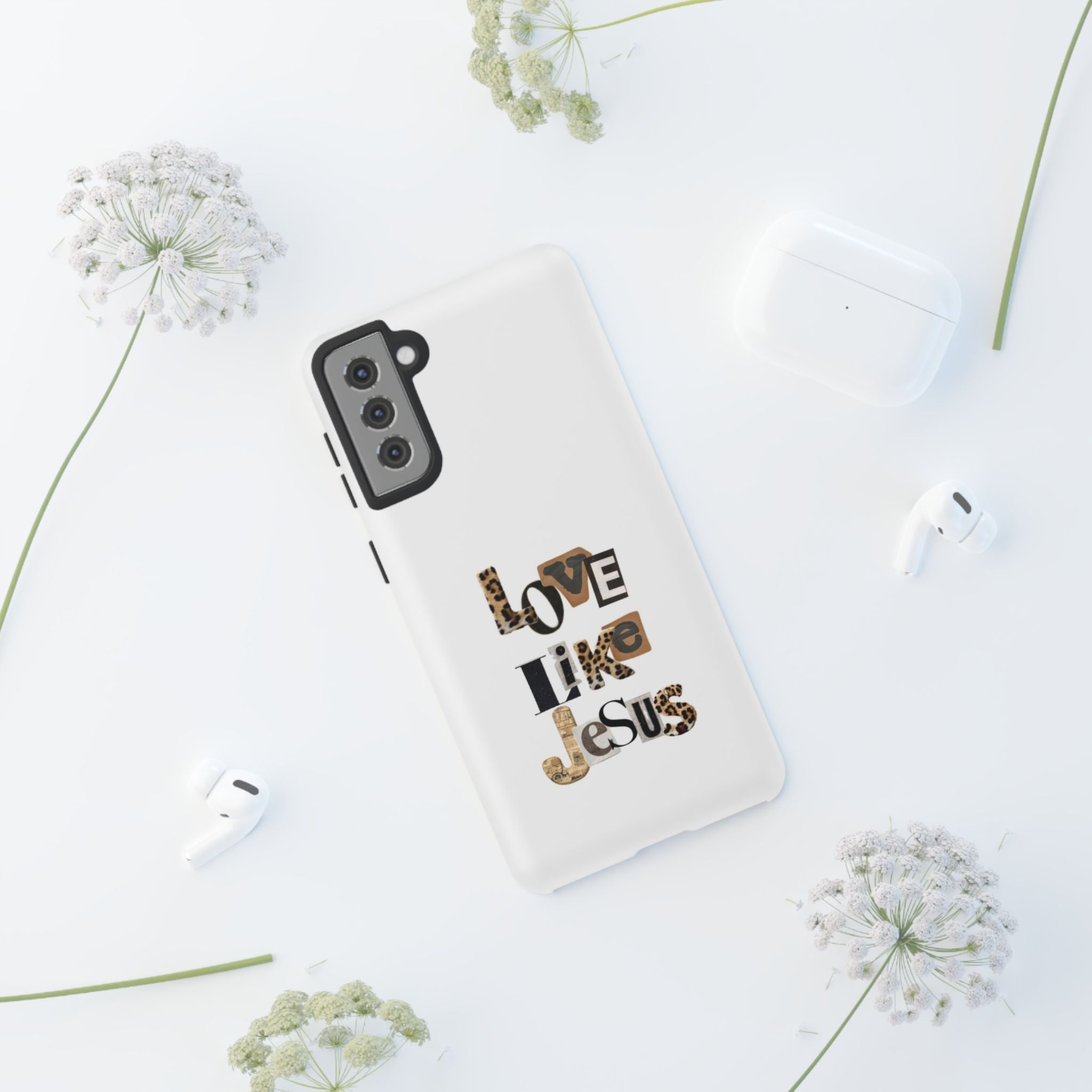 "Love Like Jesus" Leopard Print Christian Tough Phone Case