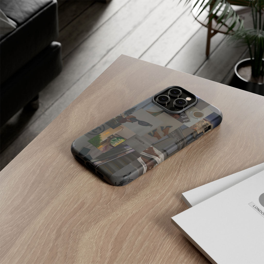 Collage Aesthetic Tough iPhone Case — Chic Cafe & Fashion Mood Board