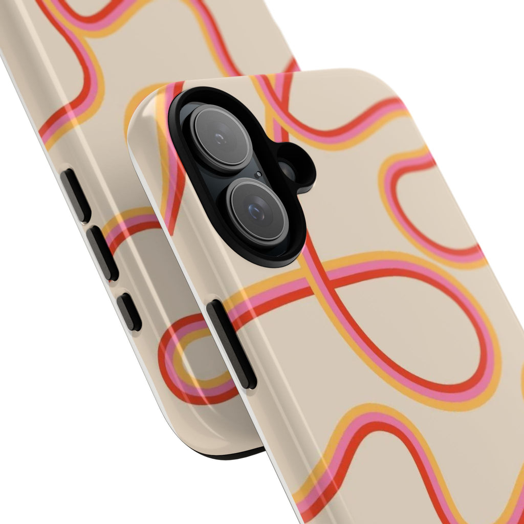 Retro Loop Pattern iPhone Case – Peach & Sunset Abstract Tough Case