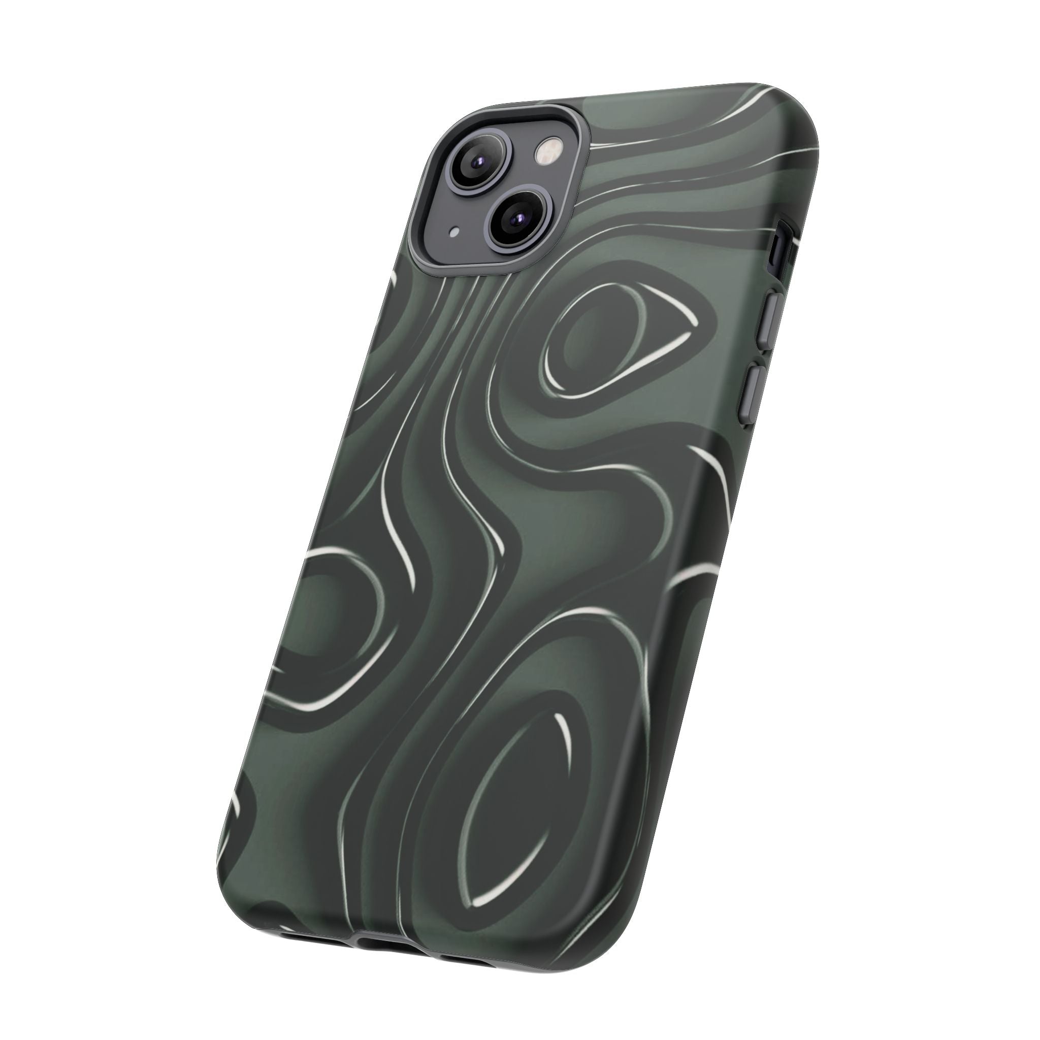 Dark Green Abstract Swirl Tough Phone Case