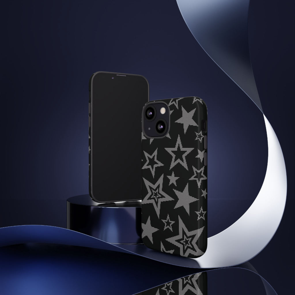 Black Star Pattern Tough Phone Case — Durable Protective Phone Cover