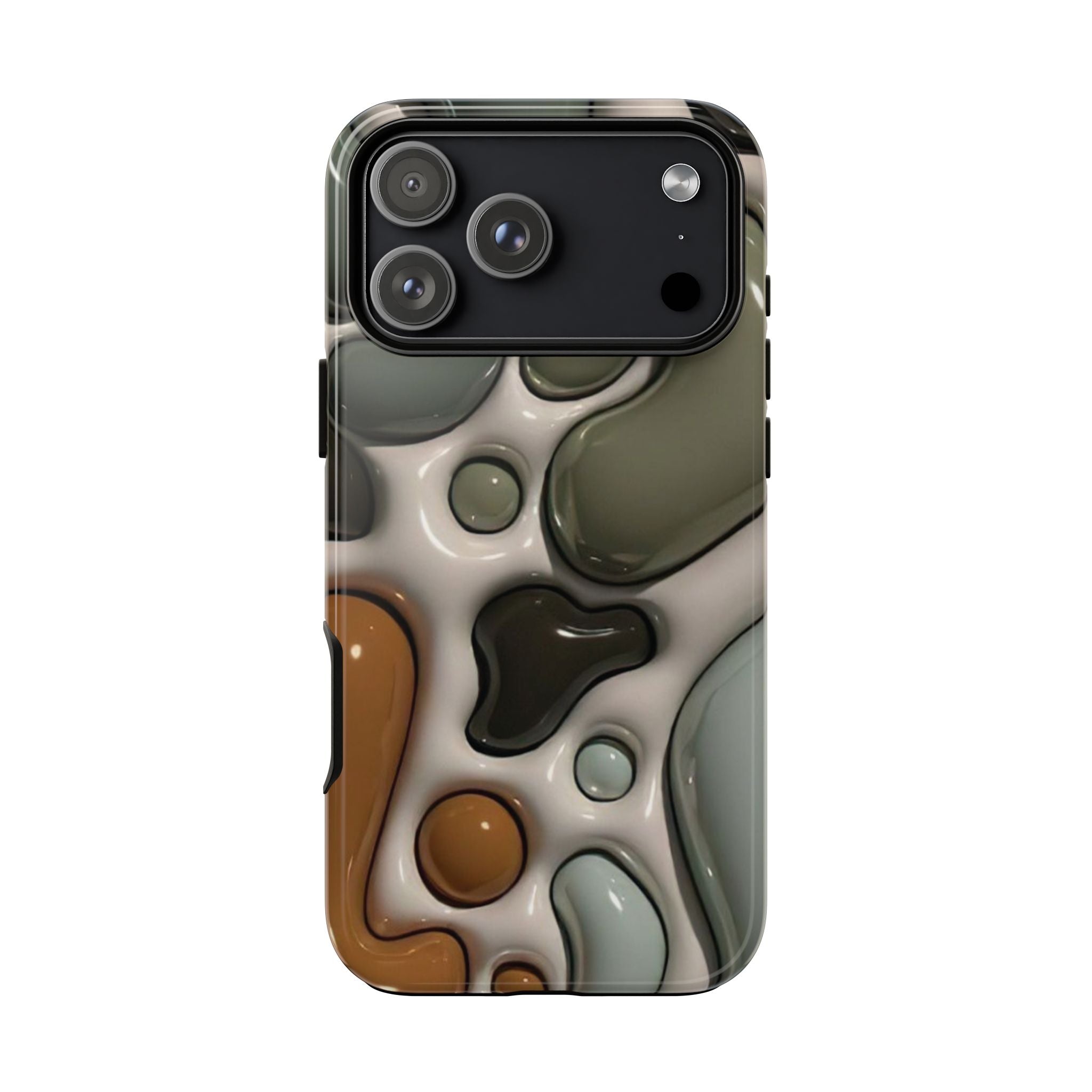 Abstract Pebble Pattern iPhone Case — Modern Organic Camouflage Tough Case
