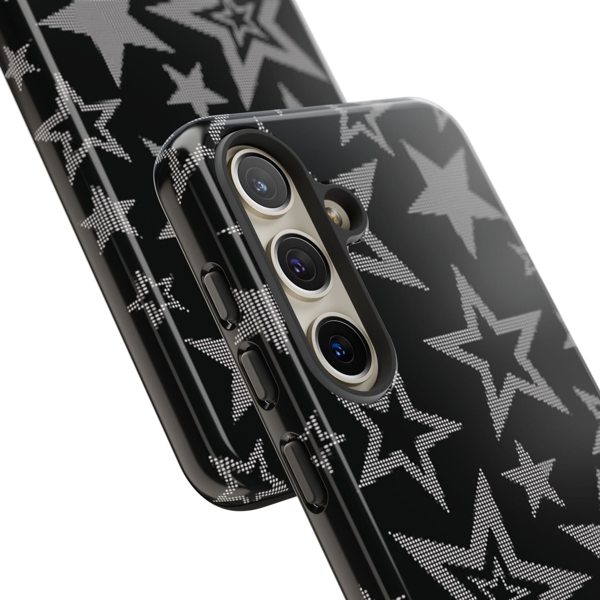 Black Star Pattern Tough Phone Case — Durable Protective Phone Cover