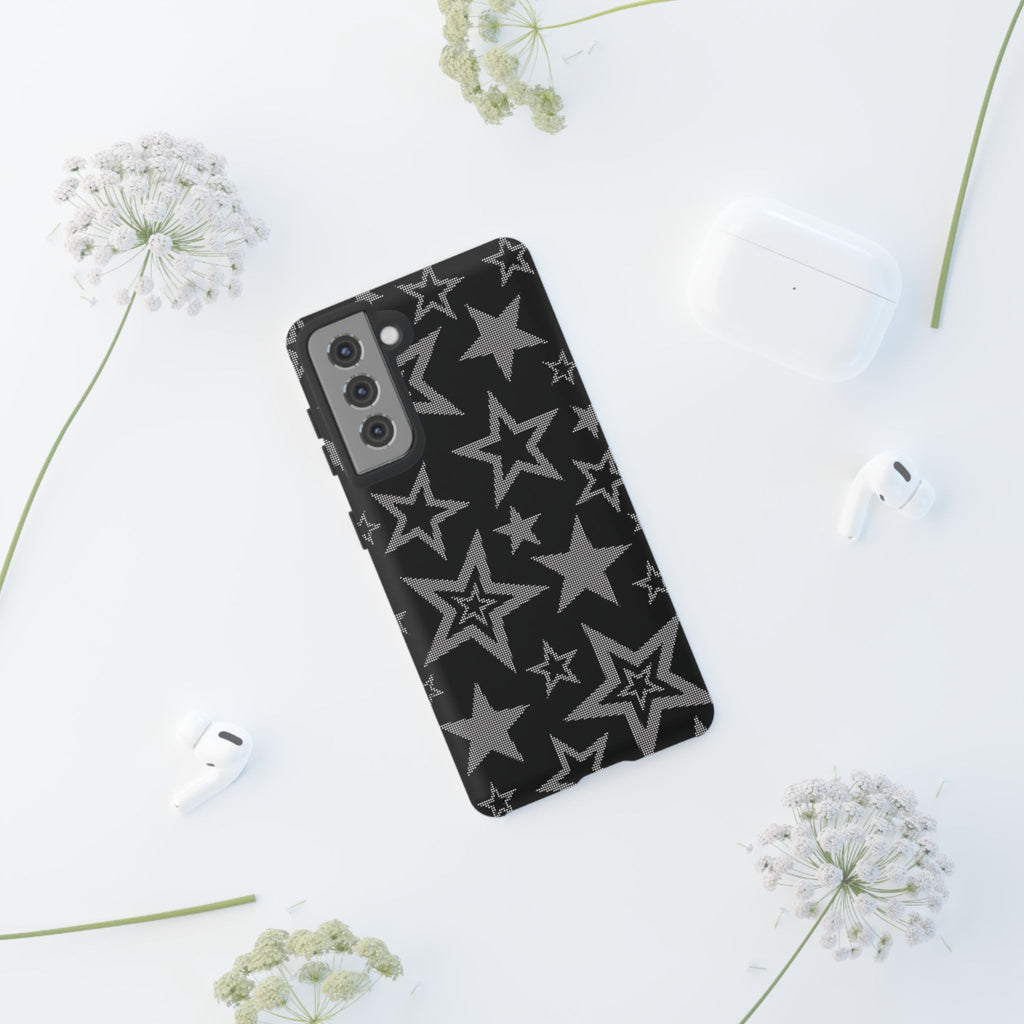 Black Star Pattern Tough Phone Case — Durable Protective Phone Cover
