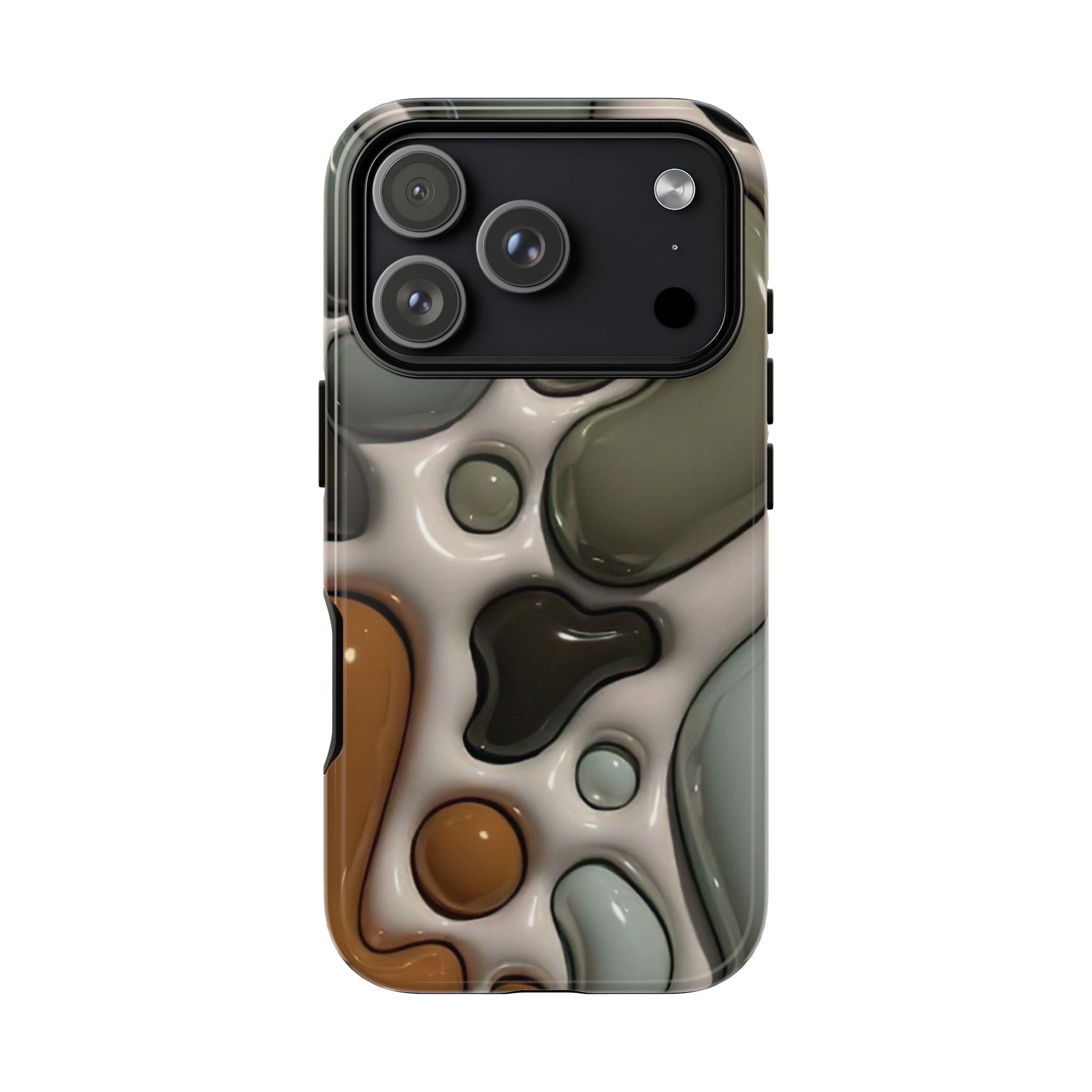 Abstract Pebble Pattern iPhone Case — Modern Organic Camouflage Tough Case