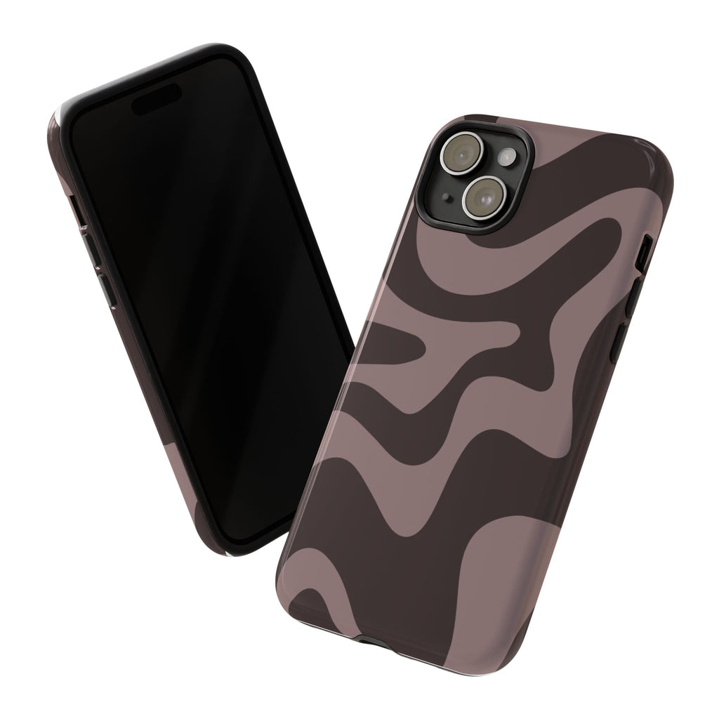 Camouflage Swirl iPhone Case — Matte Brown Abstract Camo Protective Cover