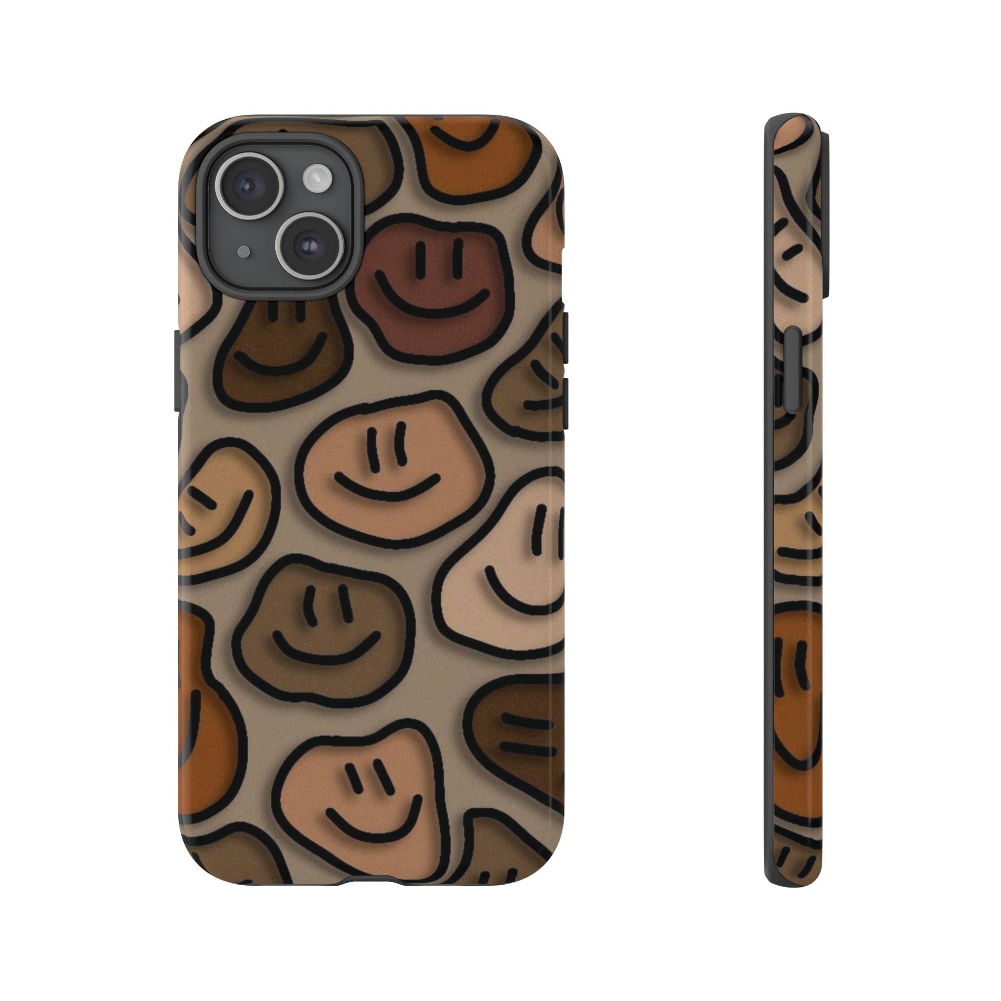 Smiley Faces iPhone Case — Neutral Brown Diverse Smiles Protective Cover
