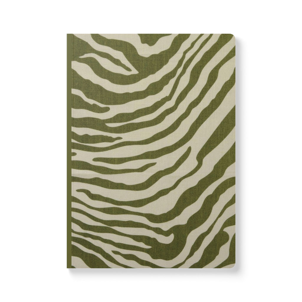 Olive Zebra Softcover Journal — Patterned Lined Notebook