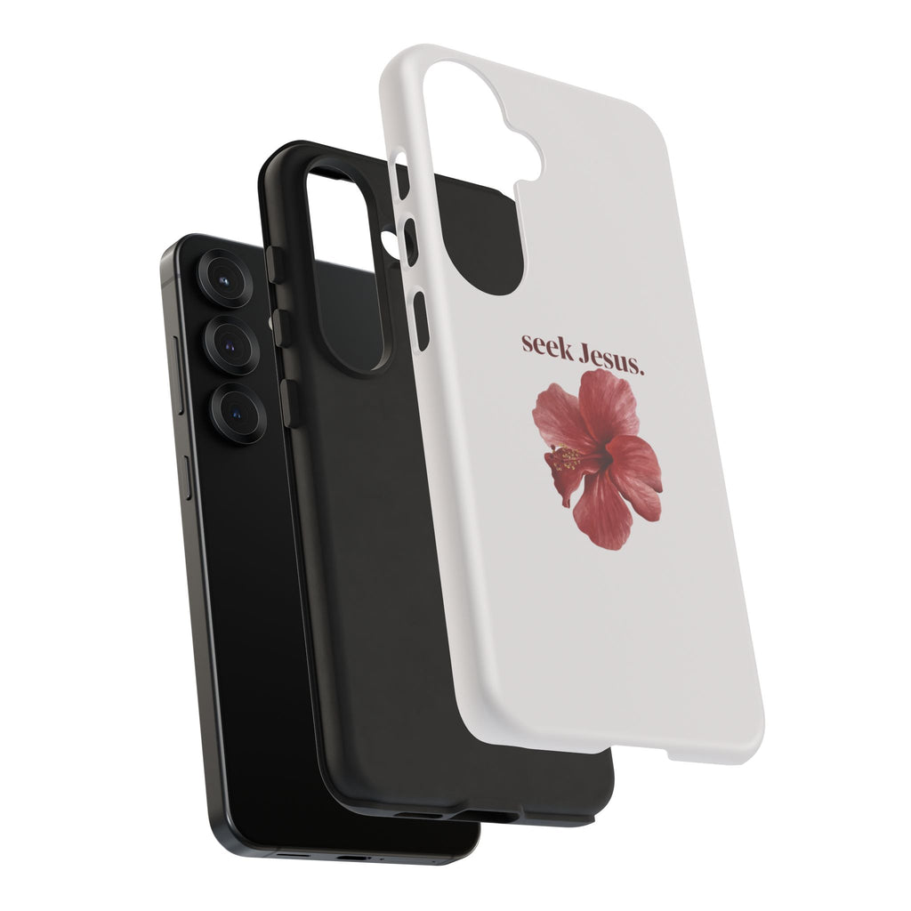 "seek Jesus." Floral Tough Protective Case