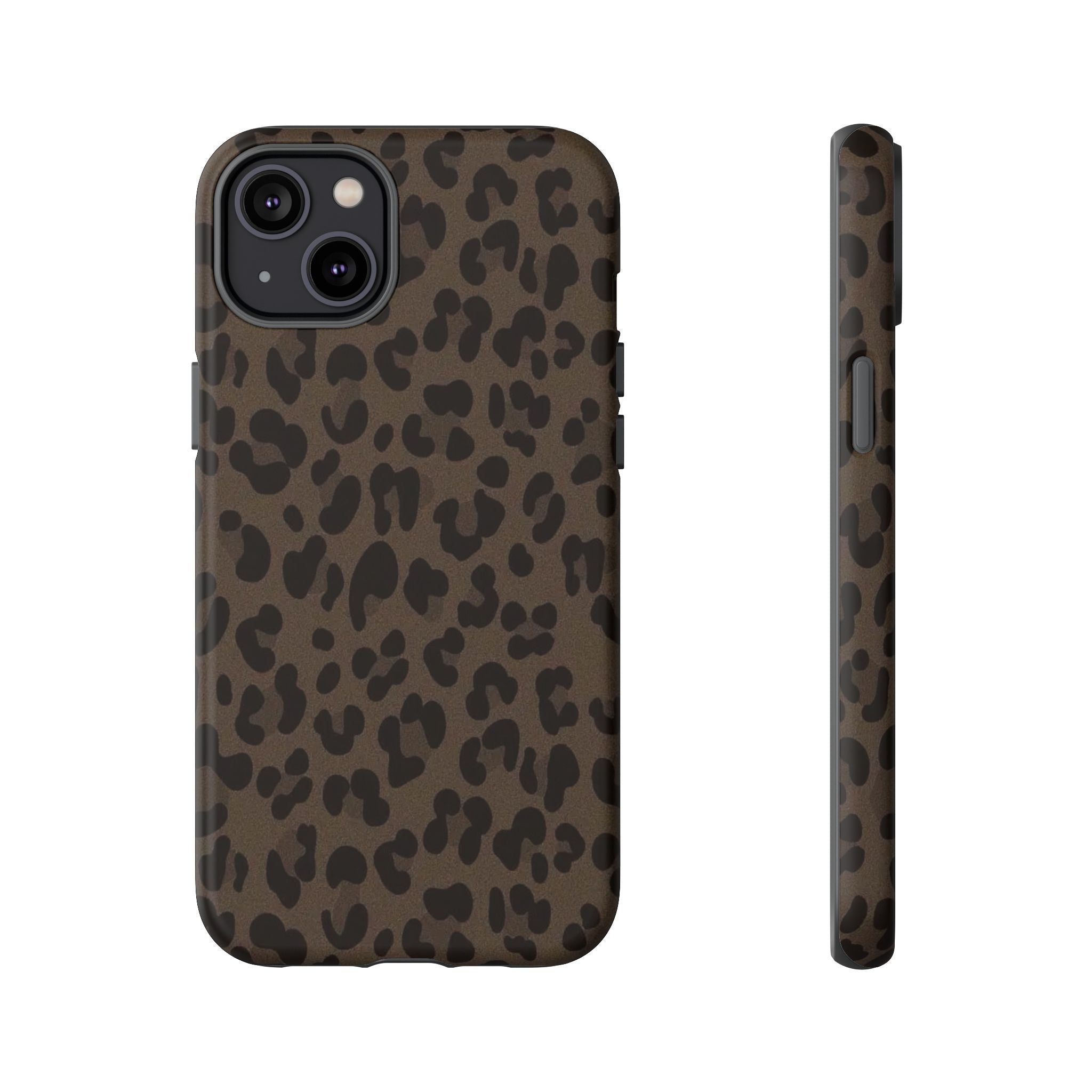 Leopard Print Tough iPhone Case — Durable Brown Animal Pattern Protective Cover