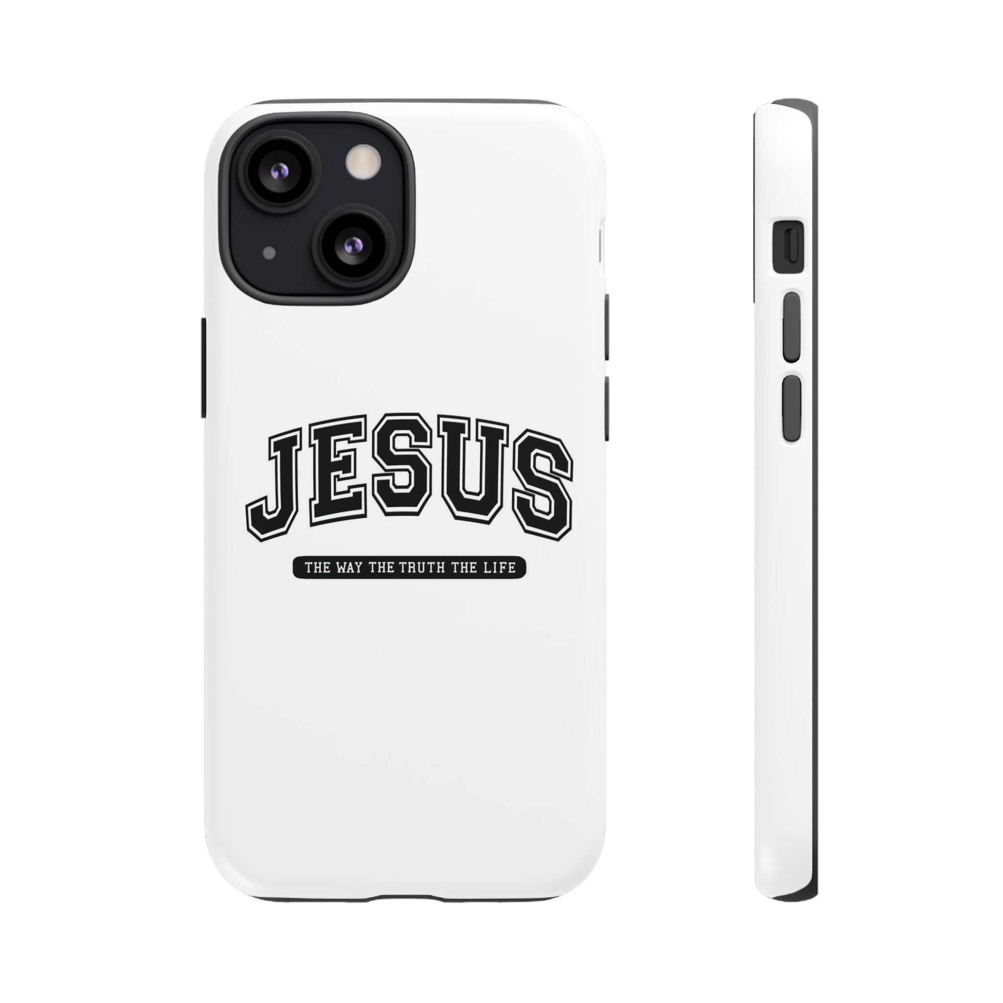 Jesus varsity phone case — 'Jesus: The Way The Truth The Life' tough protective cover