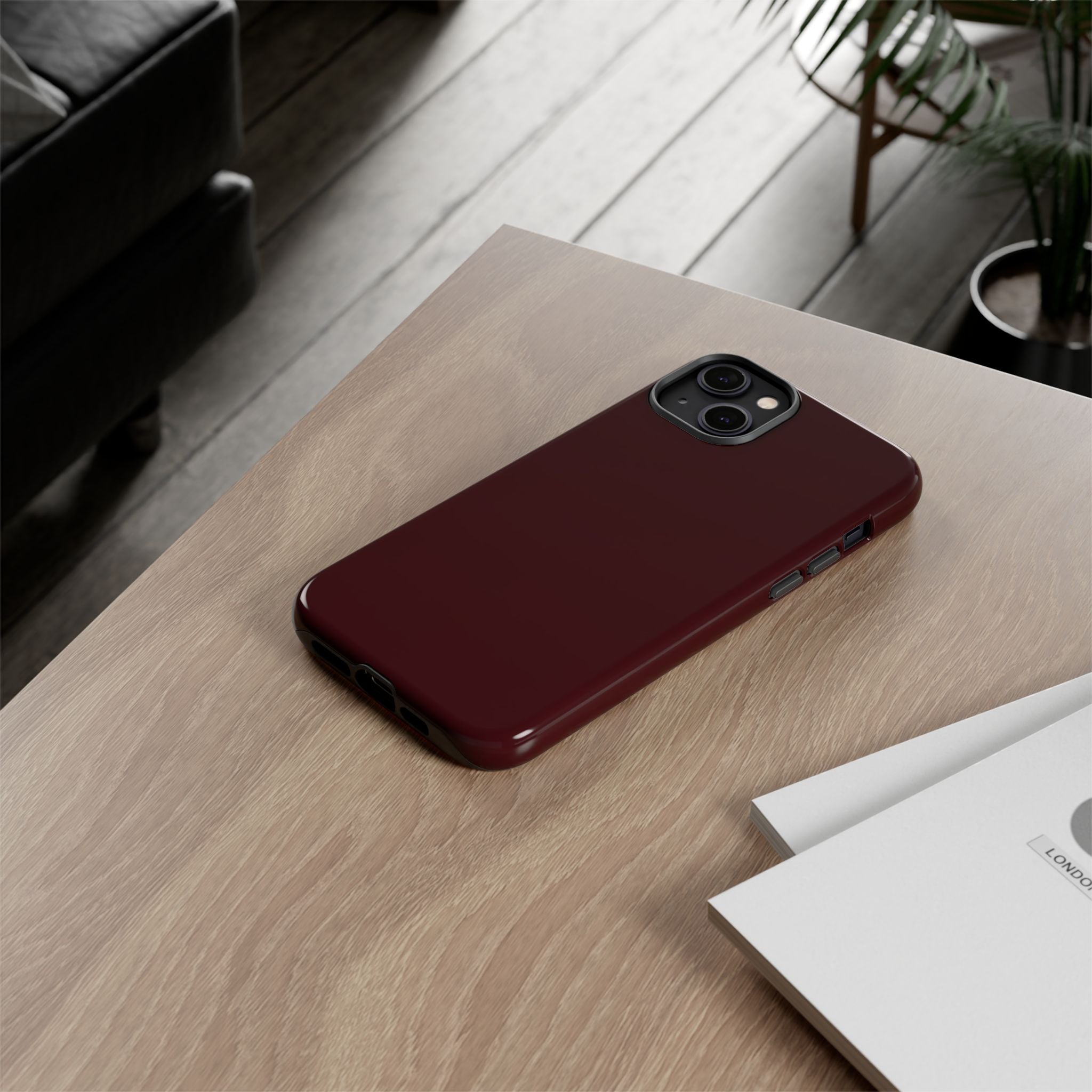 Maroon Tough iPhone Case — Slim Impact-Resistant Protective Cover