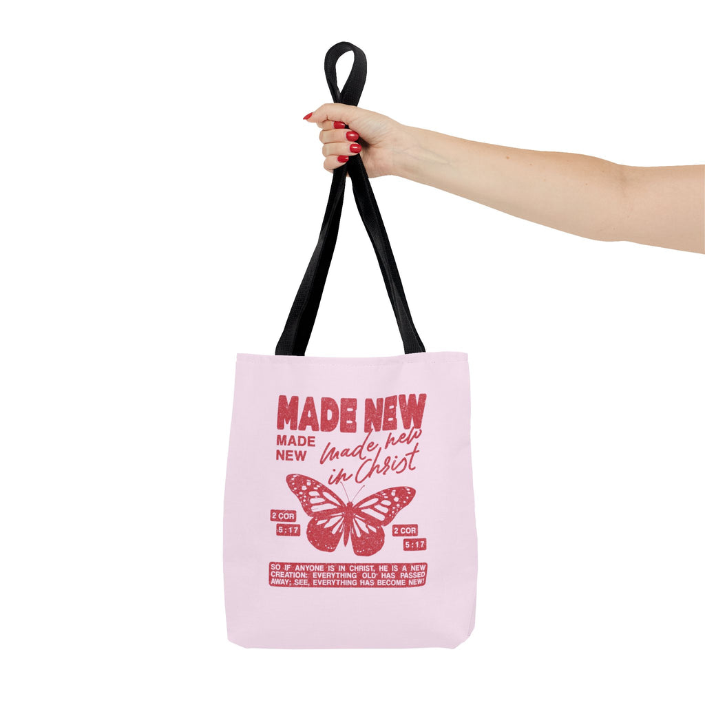"Made New in Christ" Pink Butterfly Tote