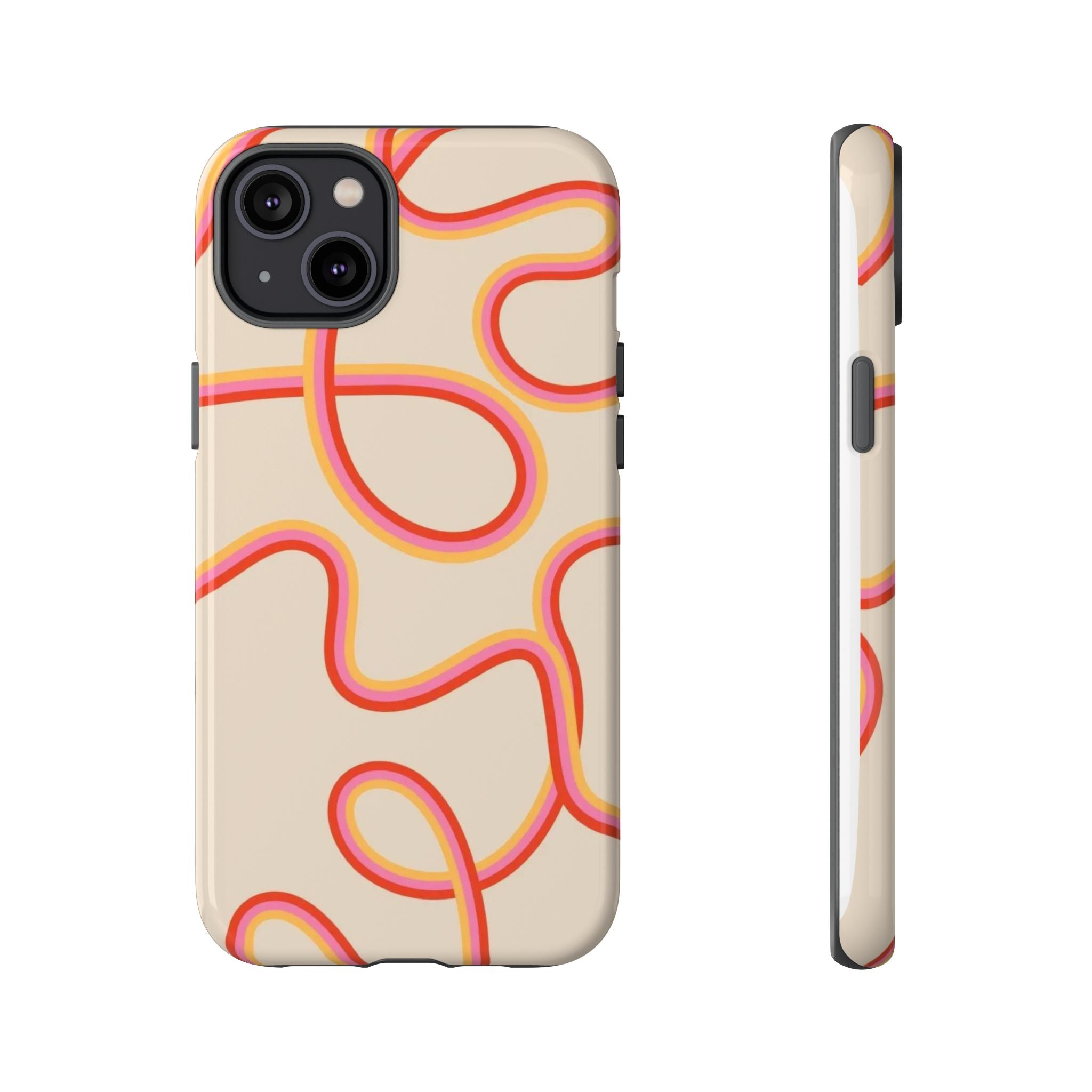 Retro Loop Pattern iPhone Case – Peach & Sunset Abstract Tough Case